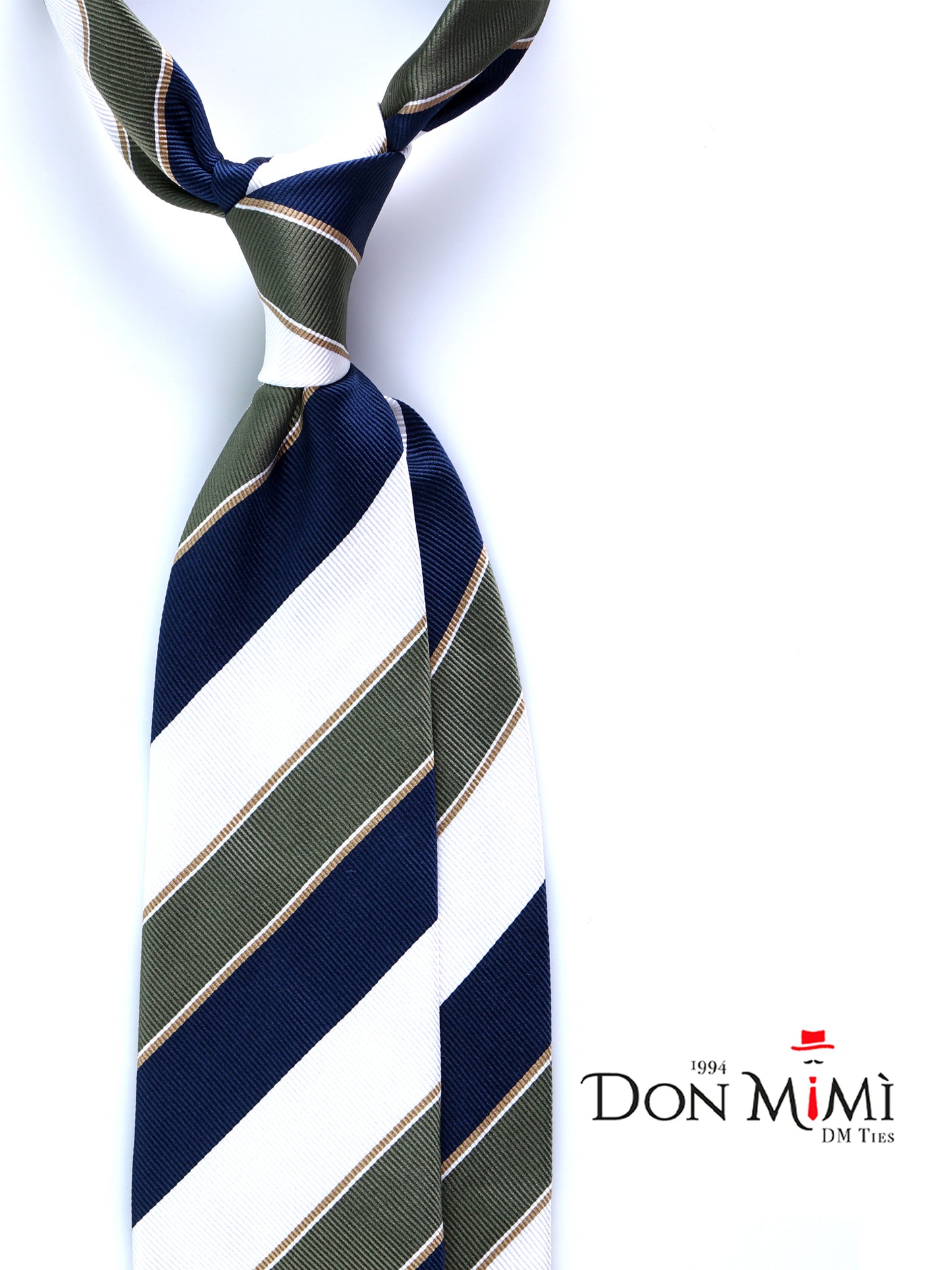 3 Fold blue/green woven silk tie NAZIKI