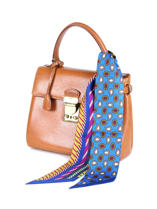 Electric blue printed silk bandeau scarf PIPER