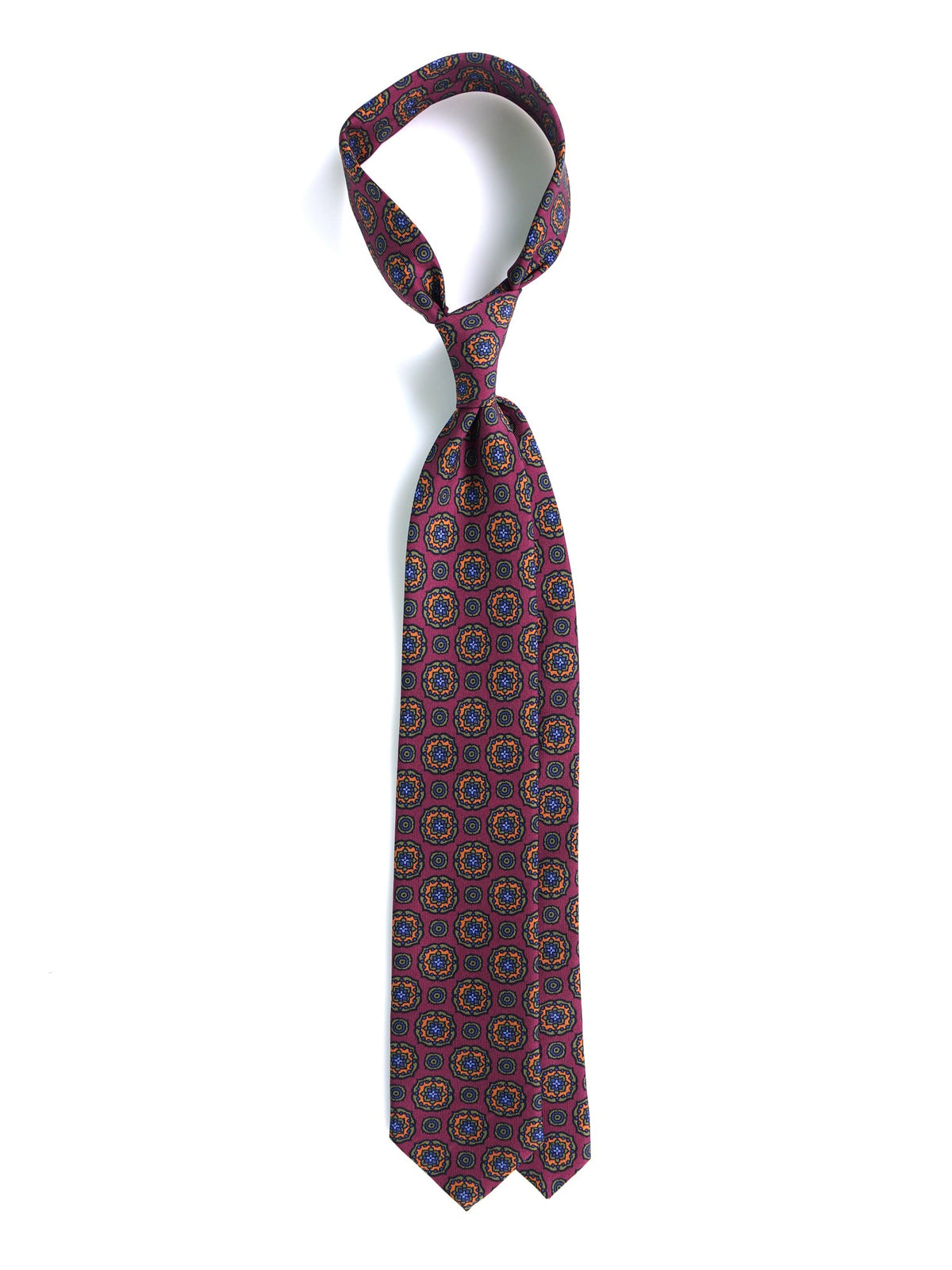 ADAMS 3-fold tie in burgundy madder silk