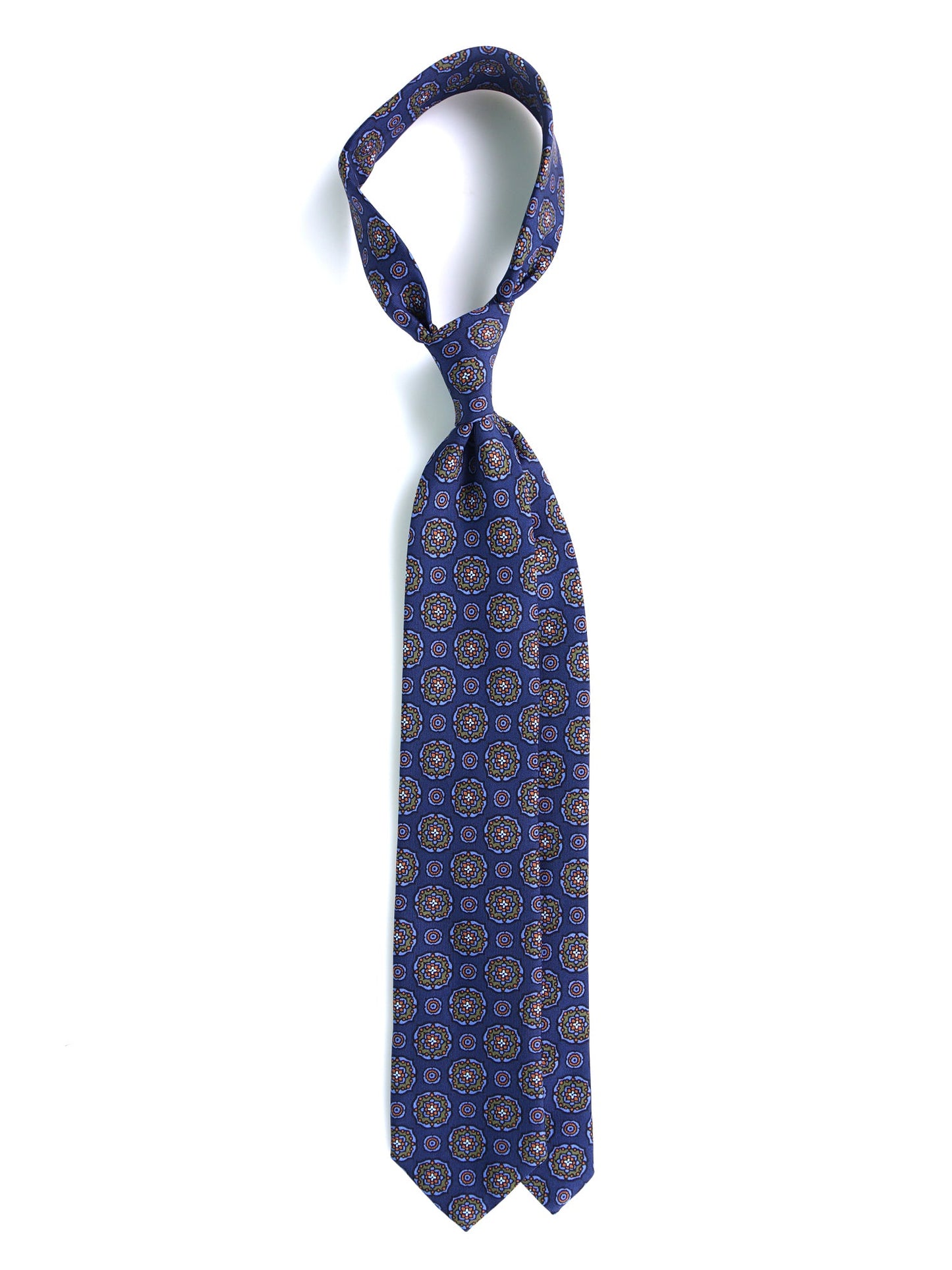 ADAMS 3-fold tie in navy blue madder silk