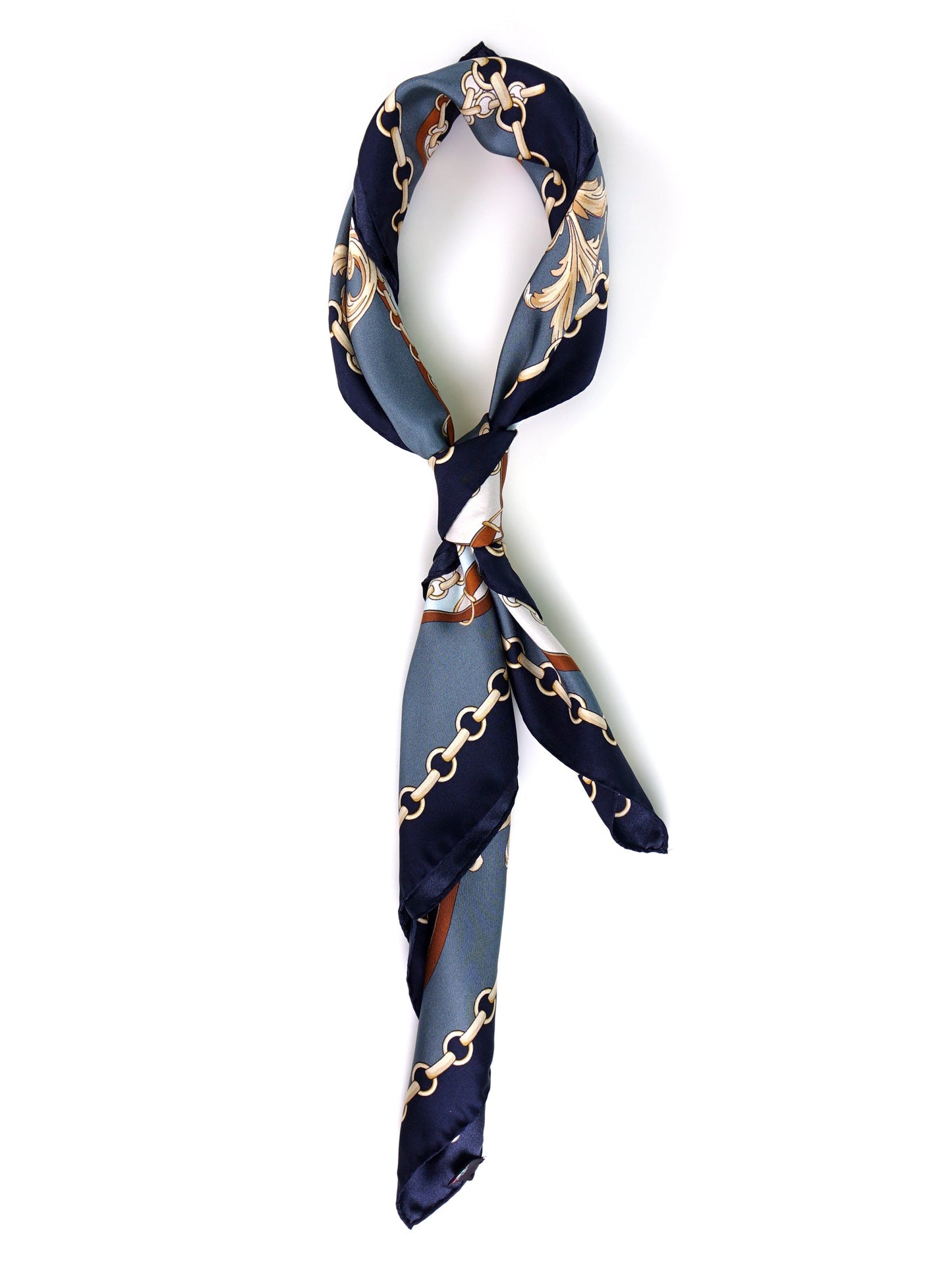90x90cm Blue Alena Print Silk Foulard