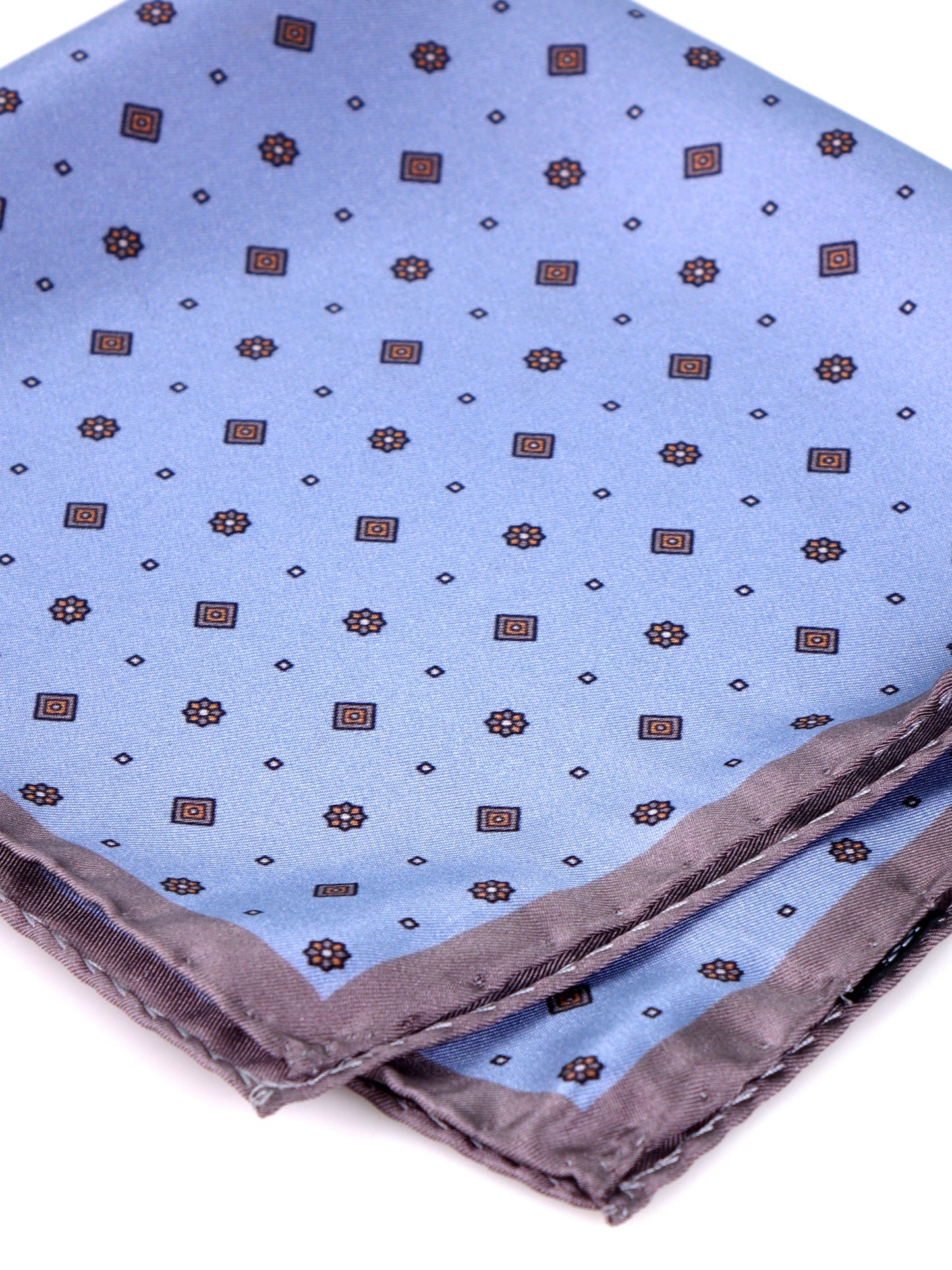 Light blue printed silk pocket square AMBRA