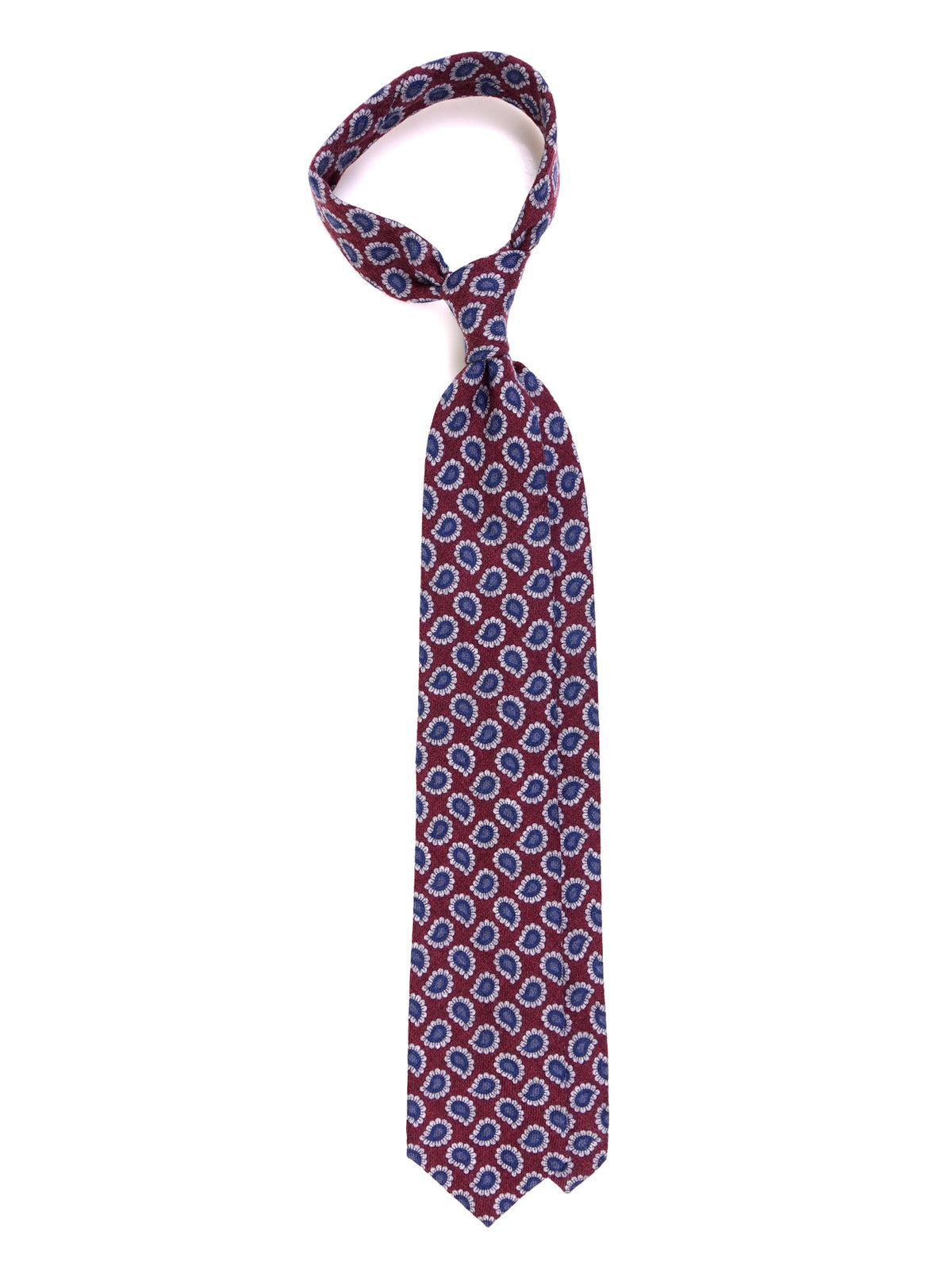 Burgundy pure wool 3 fold tie ARCHER