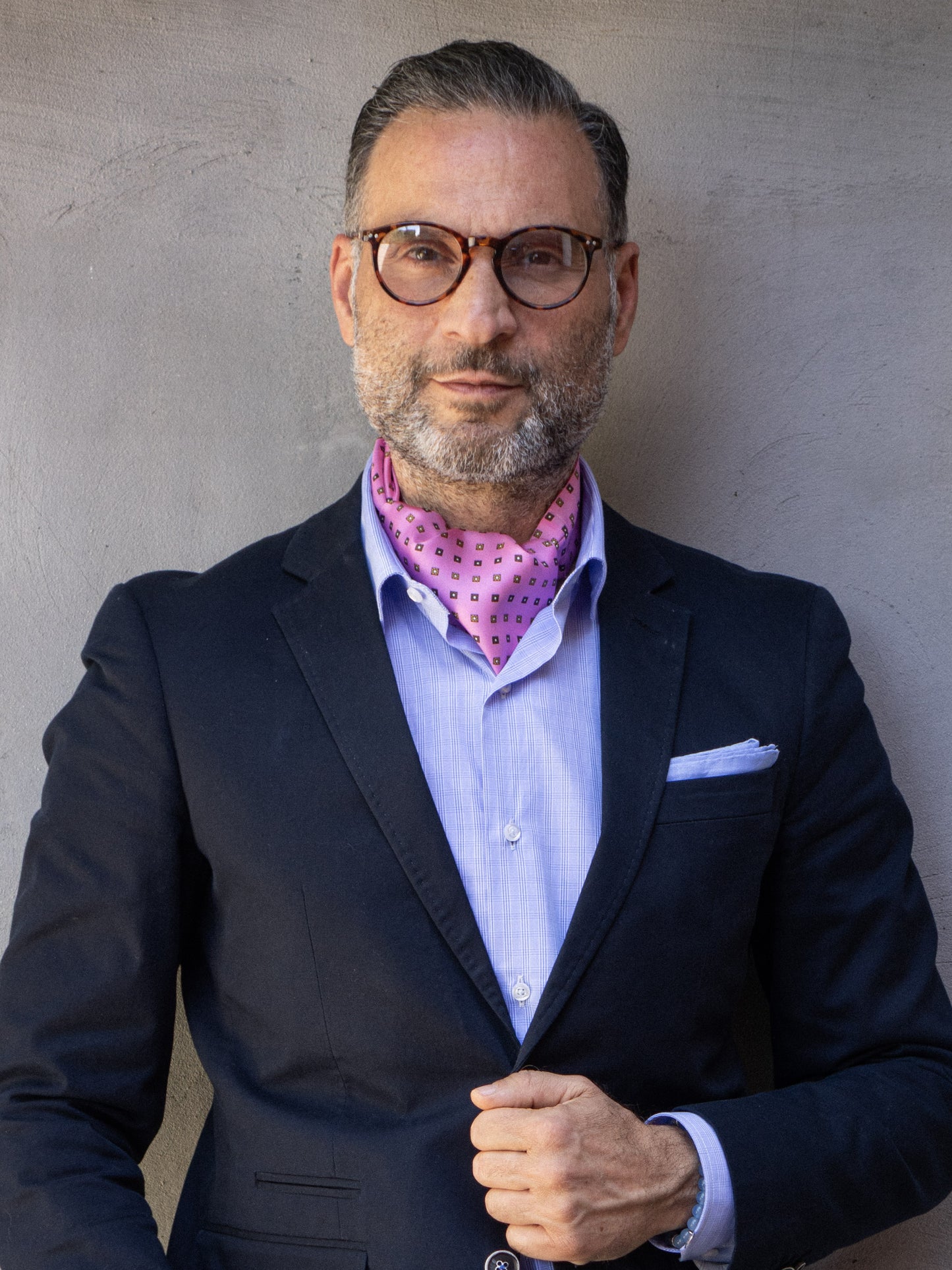 Ascot PINK in pure printed silk AVERY