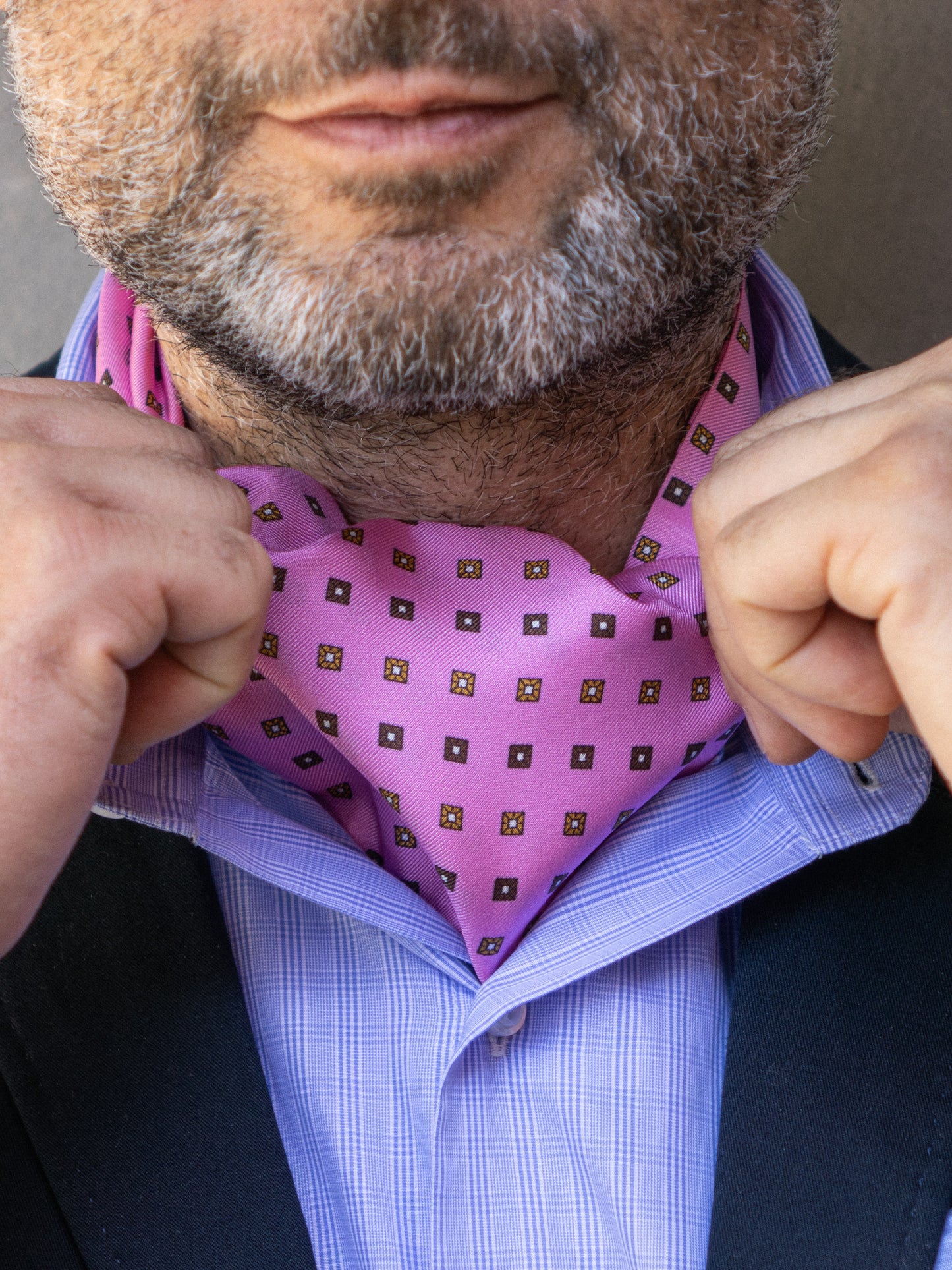 Ascot PINK in pure printed silk AVERY