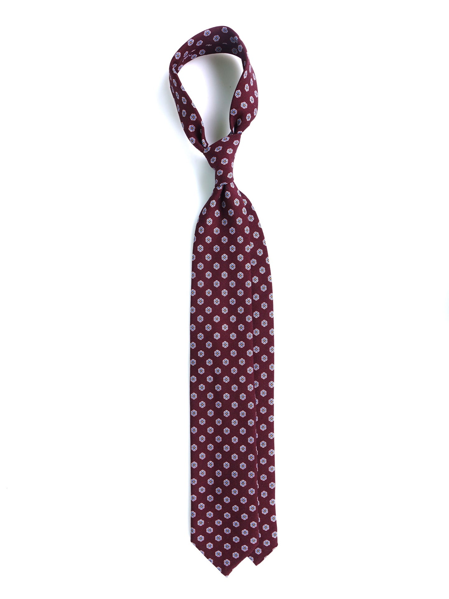 BARBUTI 3-fold tie in dark red printed wool challis
