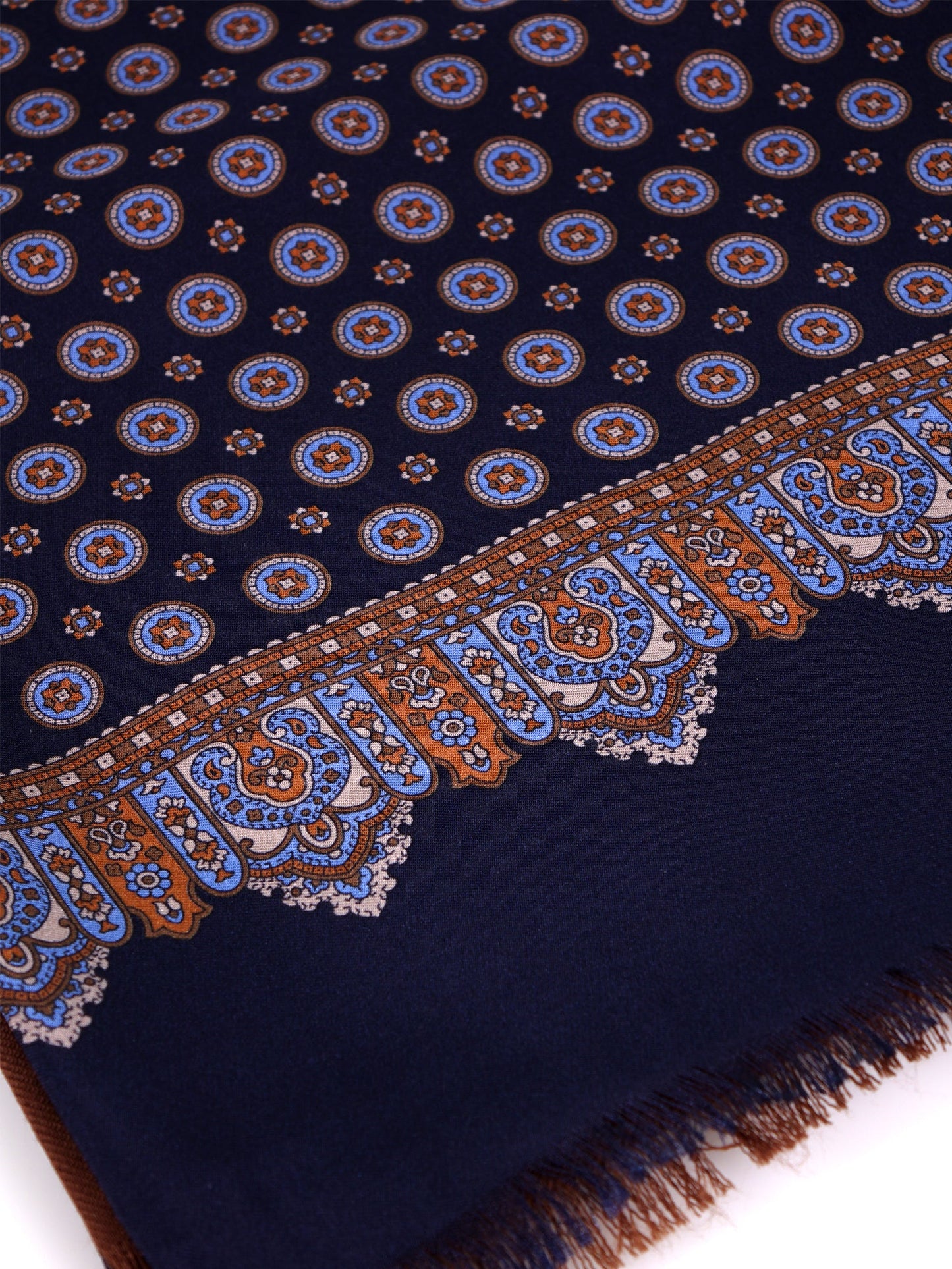 Blue BARUBA printed silk/wool double-faced scarf