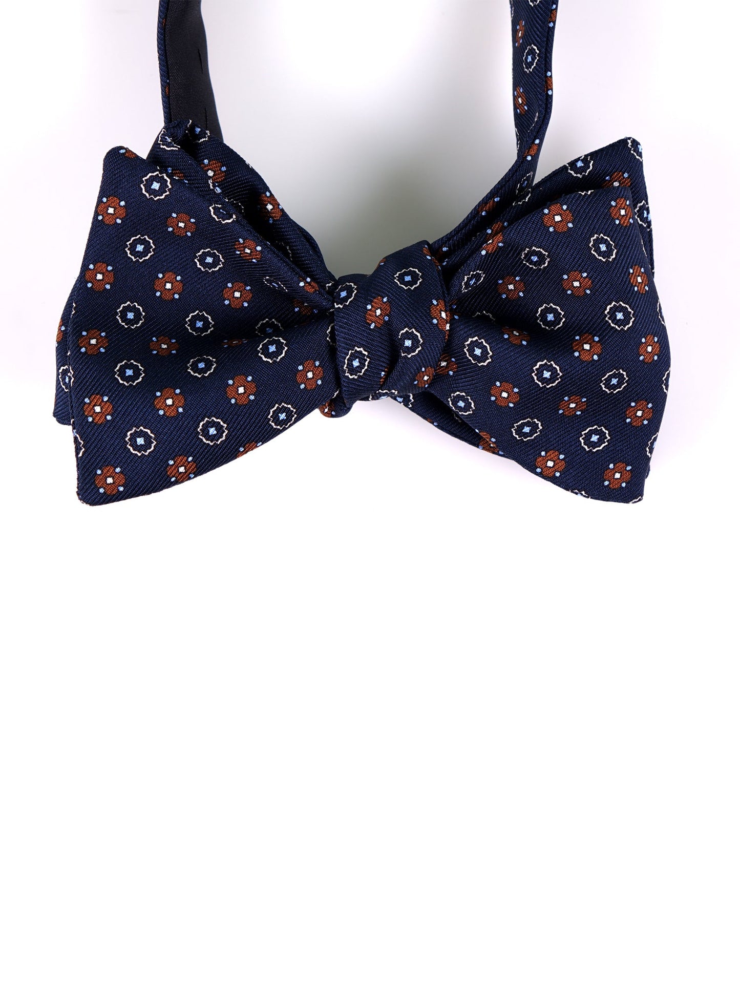 Dark blue BERRY printed silk self-tie bow tie