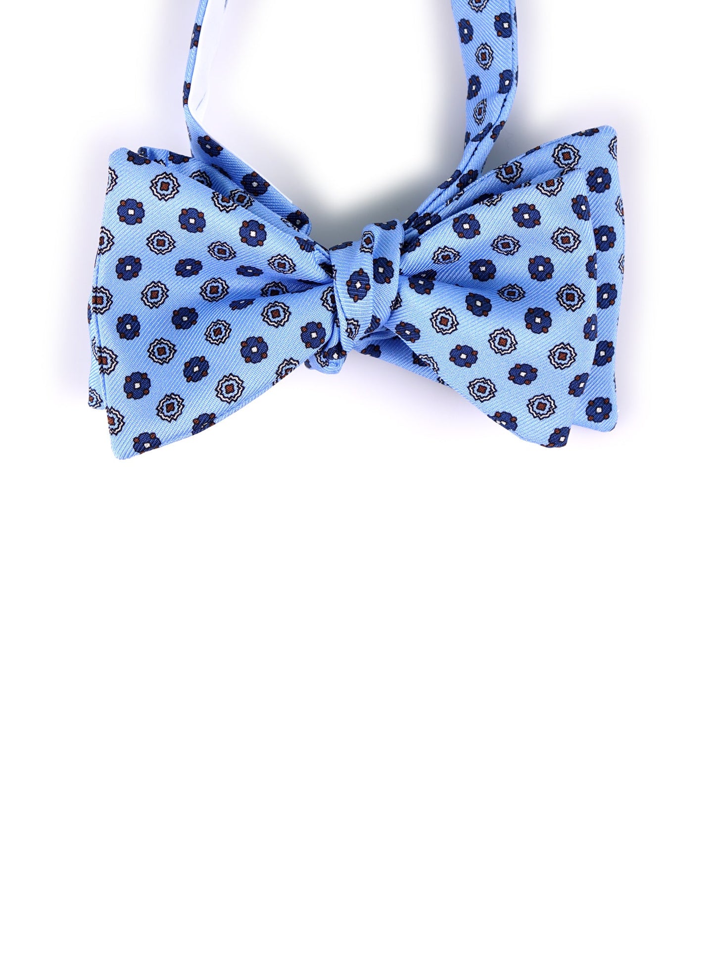 BERRY self-tie bow tie in light blue printed silk