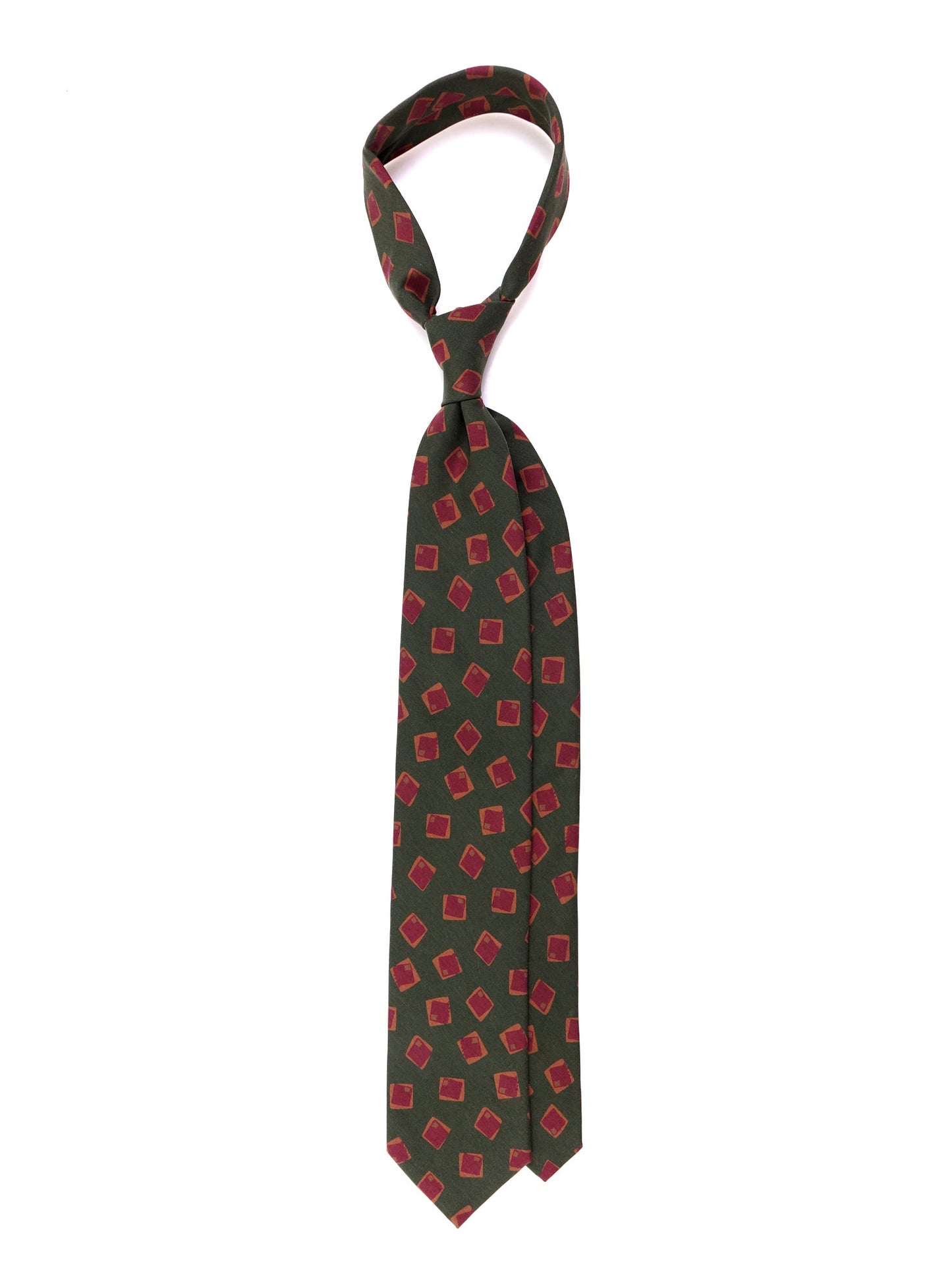 BILLS 3-fold tie in green madder silk