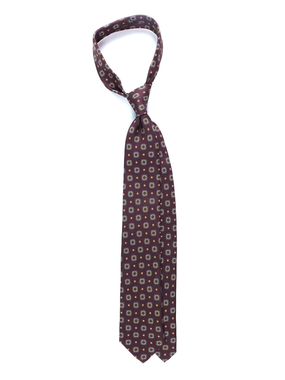BLAZE 3-fold tie in brown printed silk