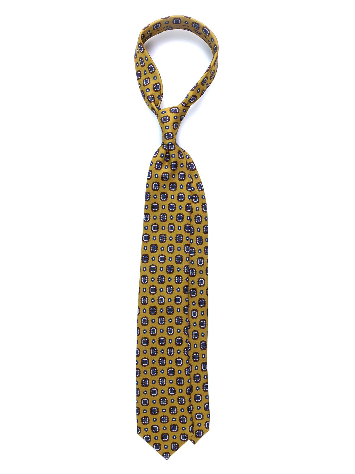 BLAZE 3-fold printed silk tie in camel