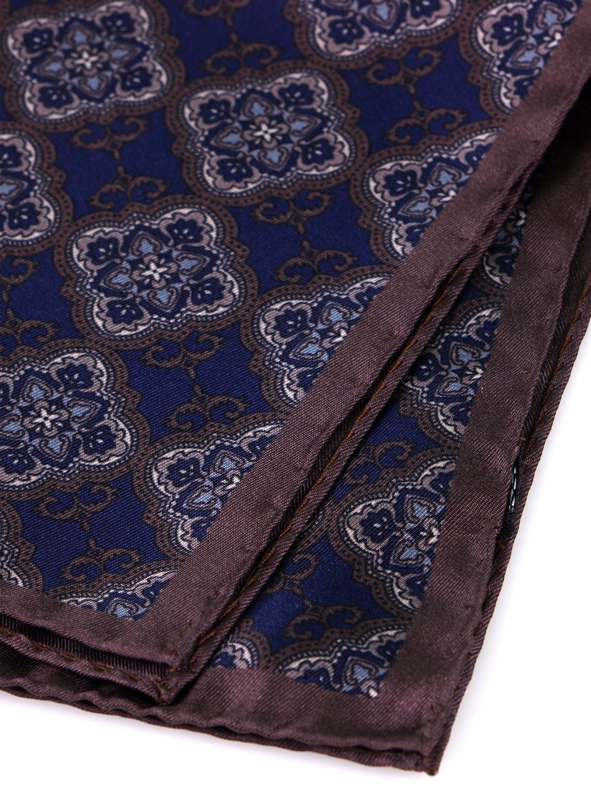 CERAMI blue printed silk pocket square
