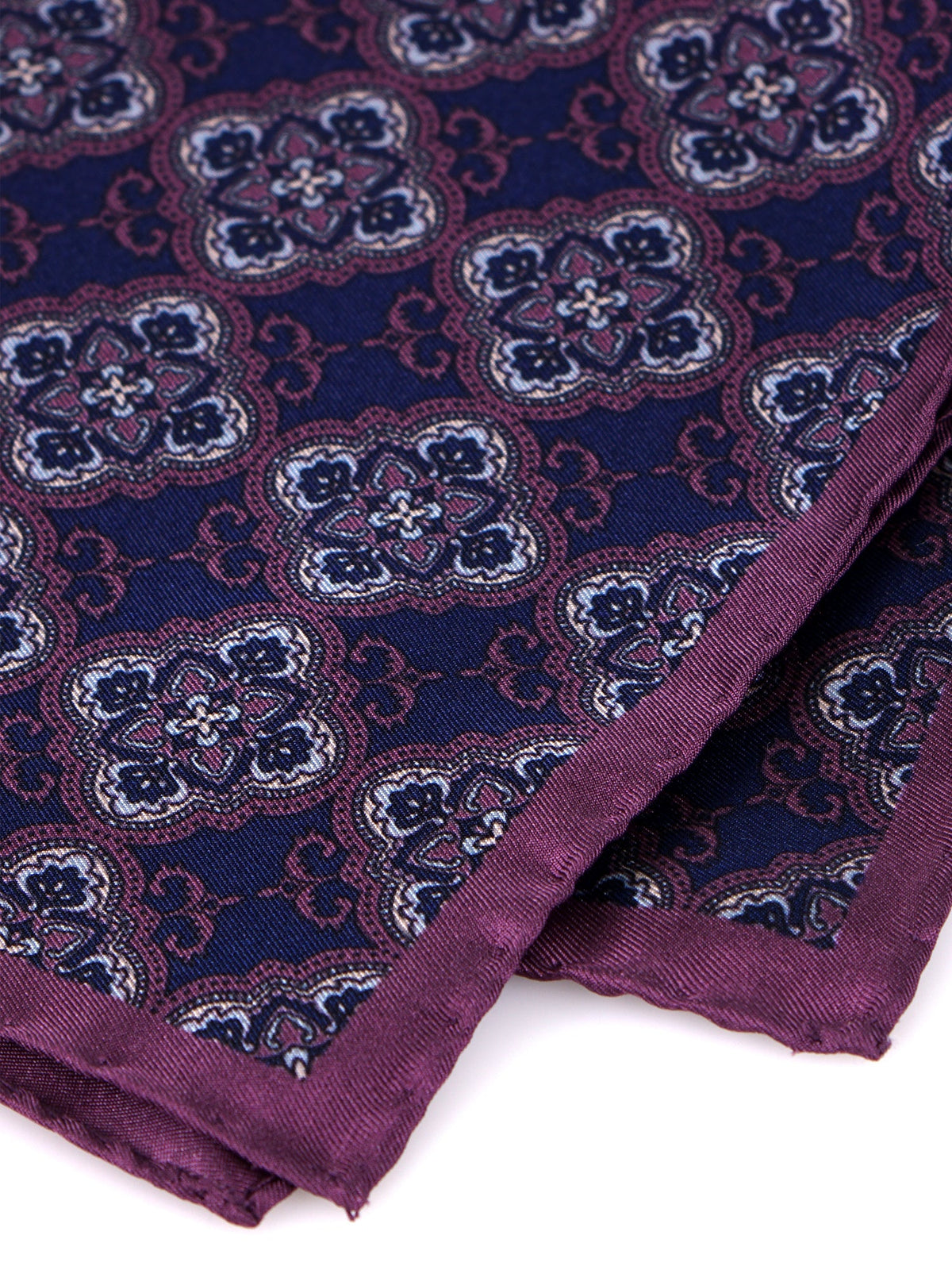 Blue printed silk pocket square CERAMI