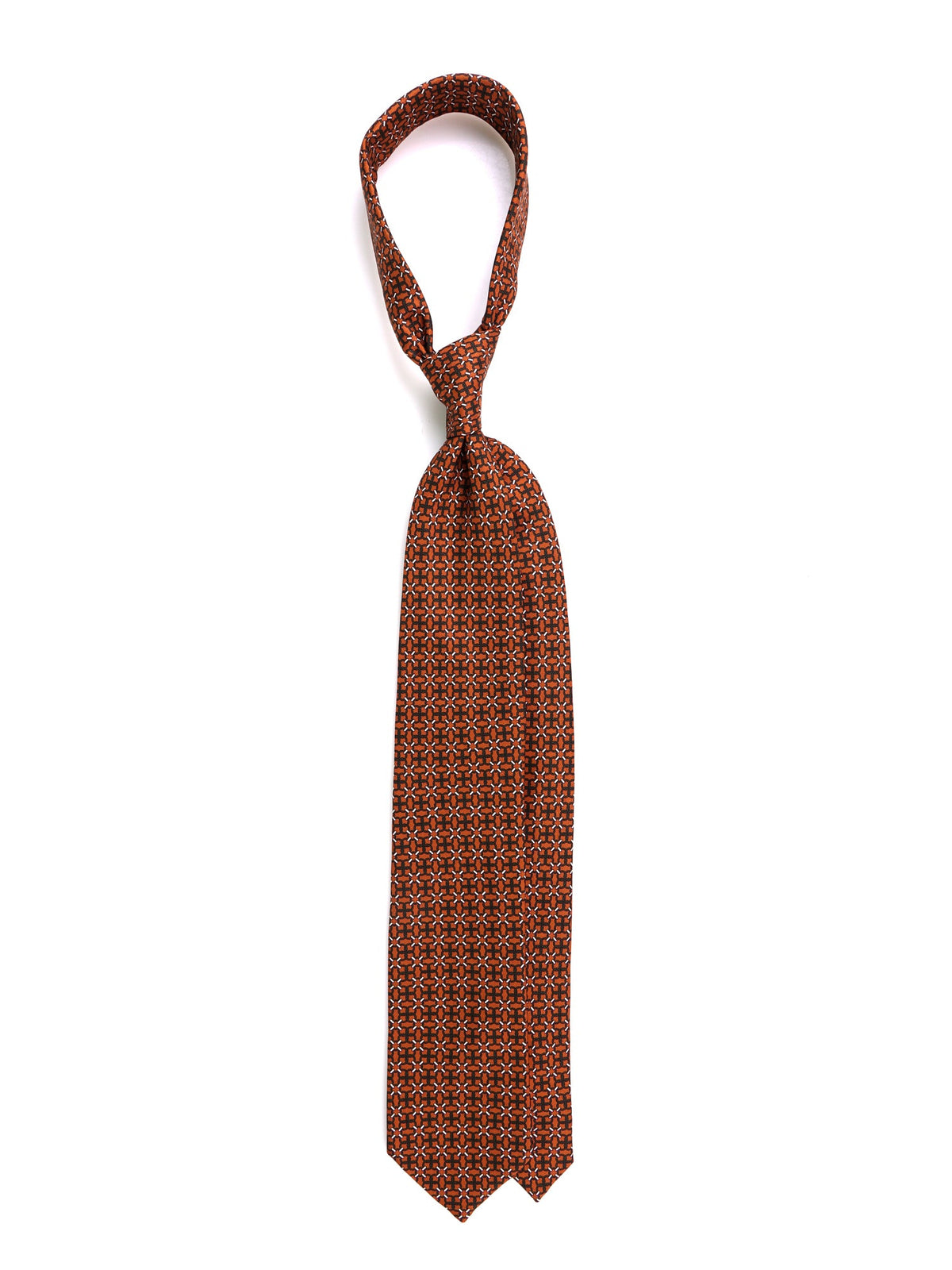 CHARI light brown 3-fold tie in printed silk