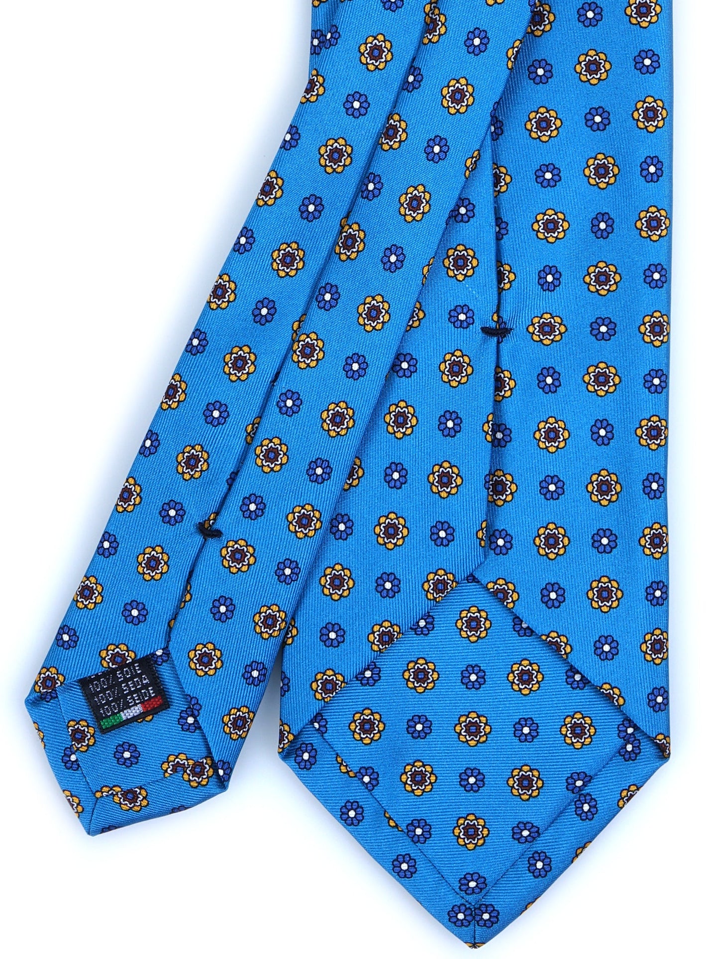 3 fold avion blue Printed silk tie SAMANTHA