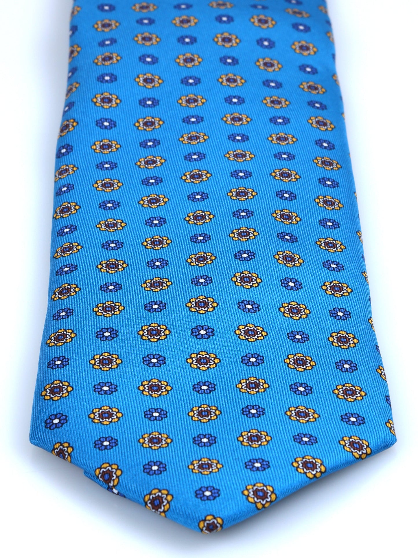 3 fold avion blue Printed silk tie SAMANTHA