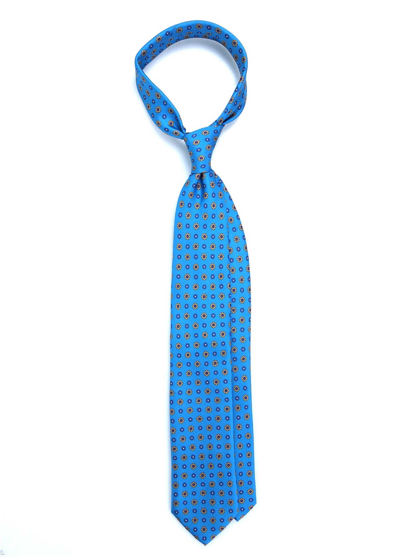 3 fold avion blue Printed silk tie SAMANTHA