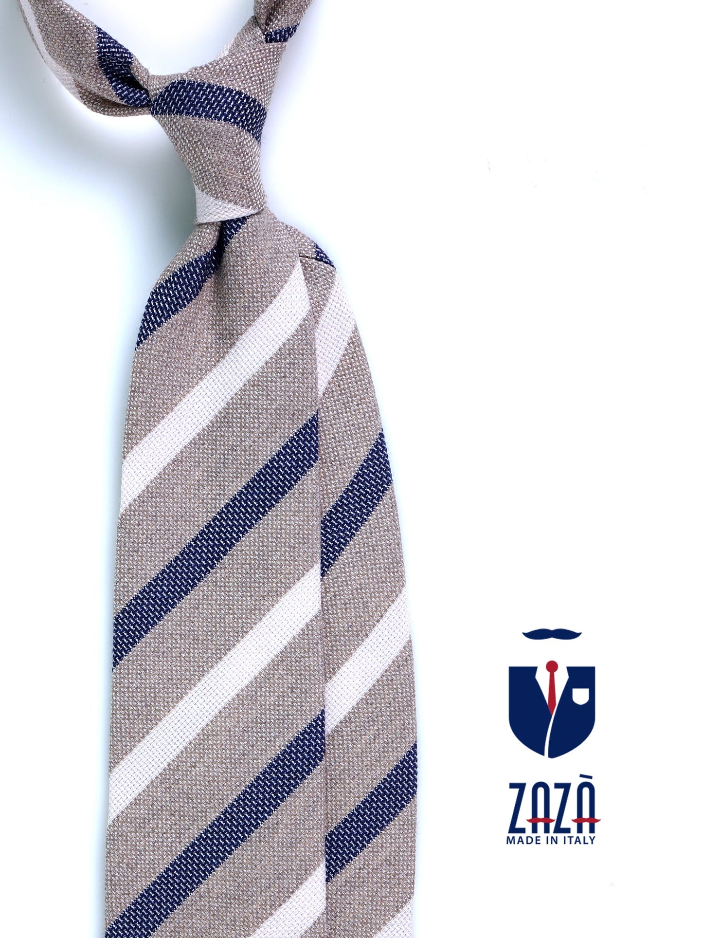 Beige 3 Fold Tie MESTE in Bourette Silk