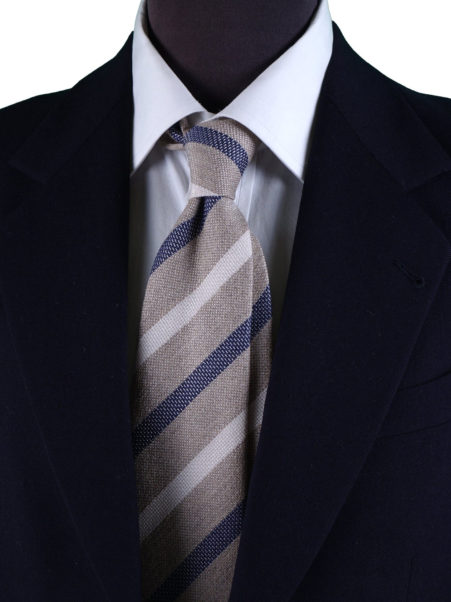 Beige 3 Fold Tie MESTE in Bourette Silk