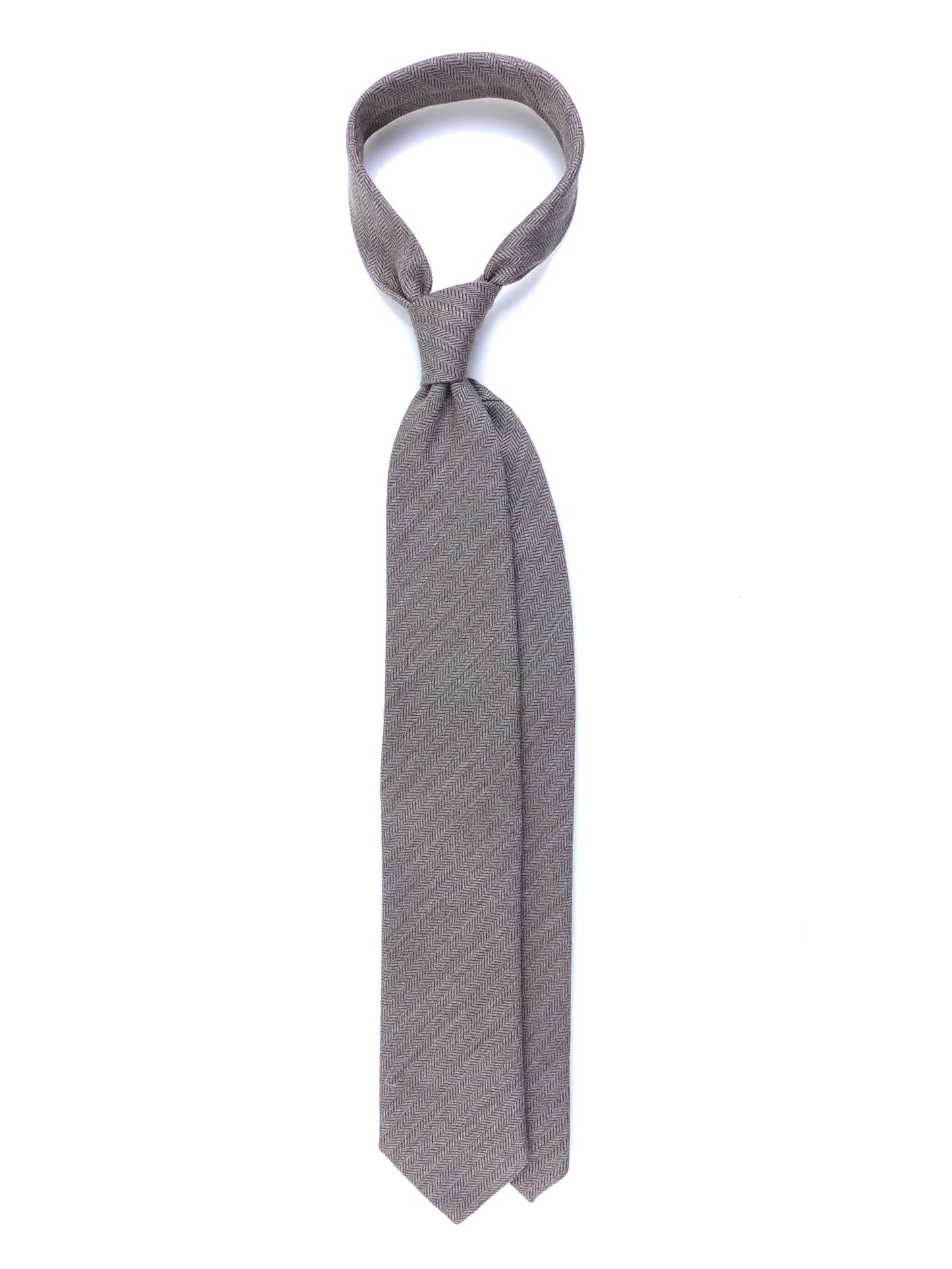 Beige 3-Fold KIKKY Tie in Wool/Silk