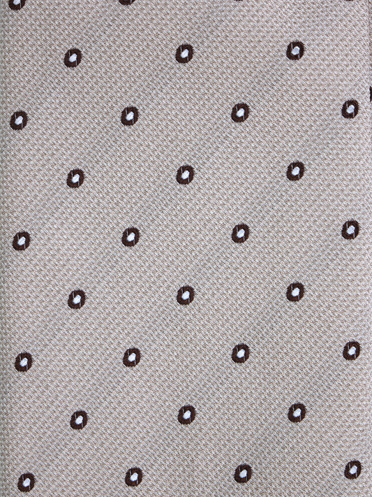 Beige 3 Fold Silk Jacquard Tie BRIGITTE