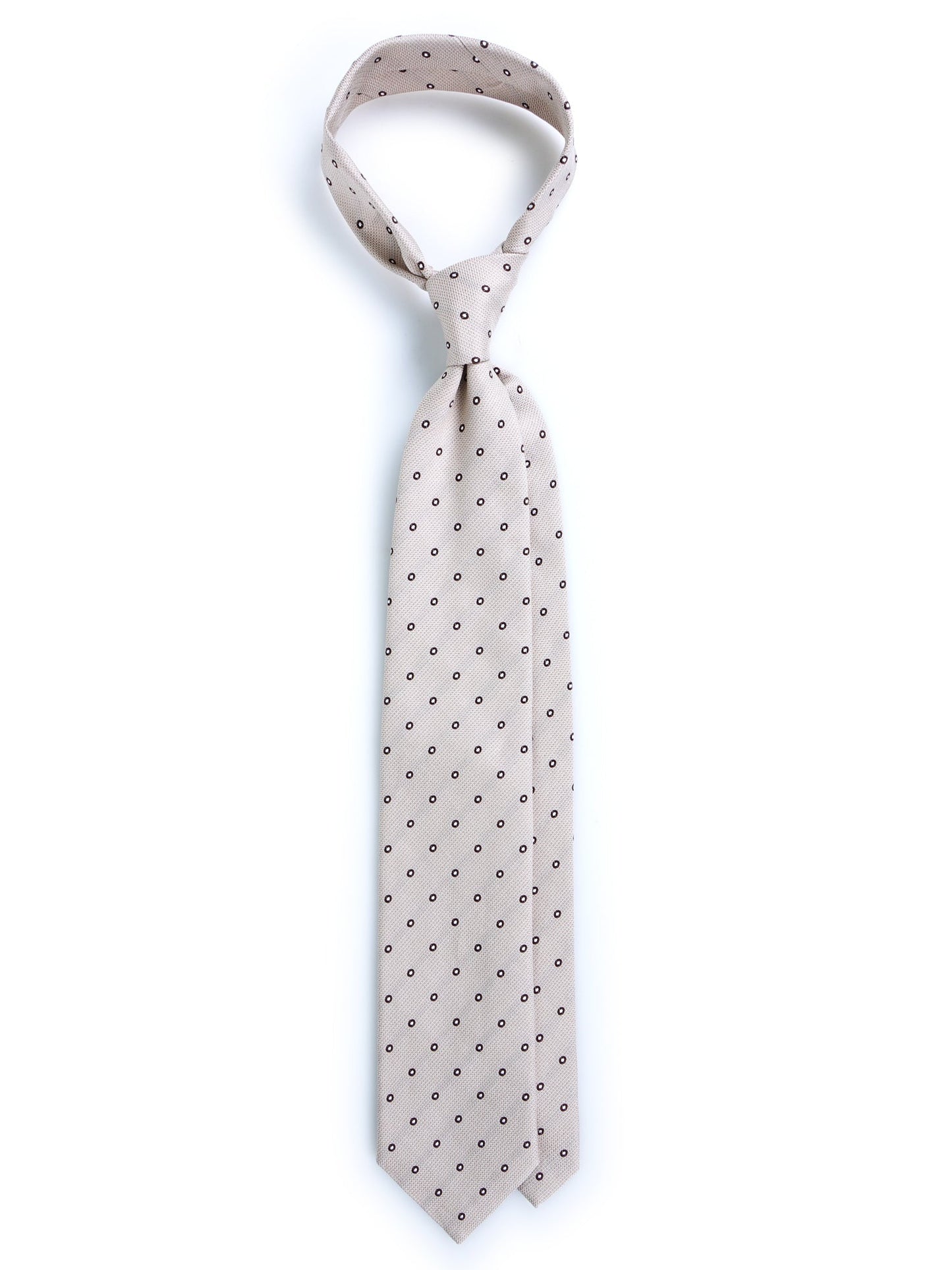 Beige 3 Fold Silk Jacquard Tie BRIGITTE