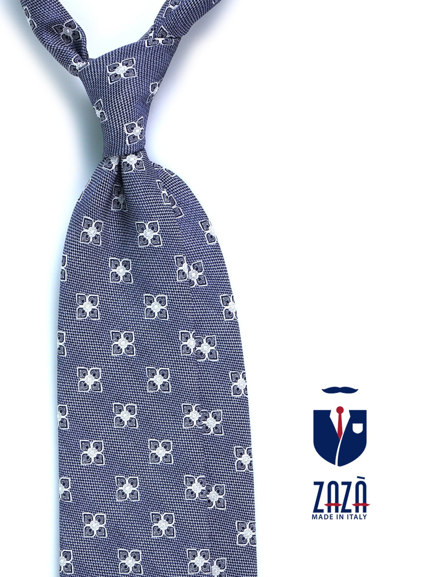 Blue 3 Fold DOLLY Tie in Silk and Cotton