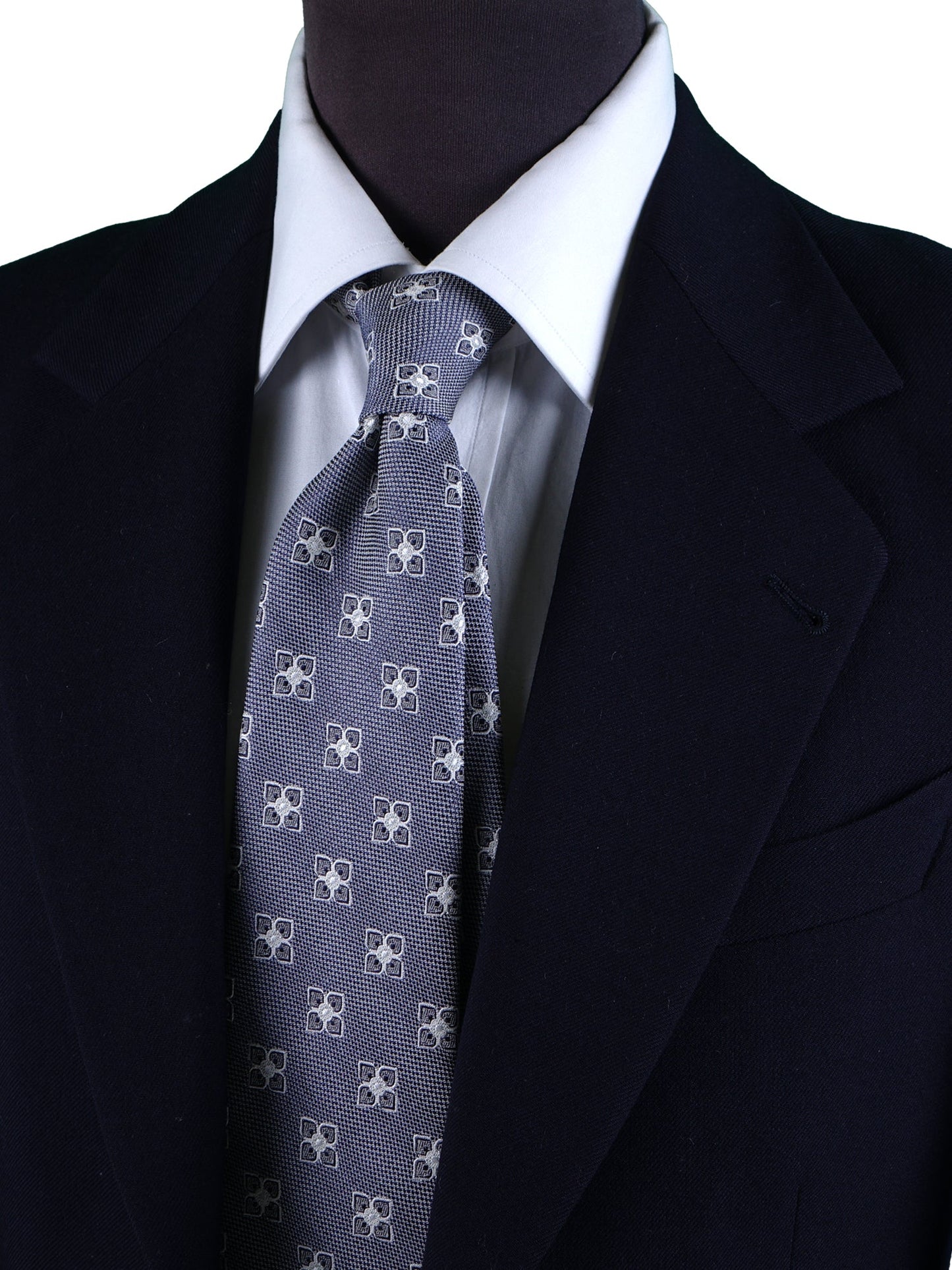 Blue 3 Fold DOLLY Tie in Silk and Cotton