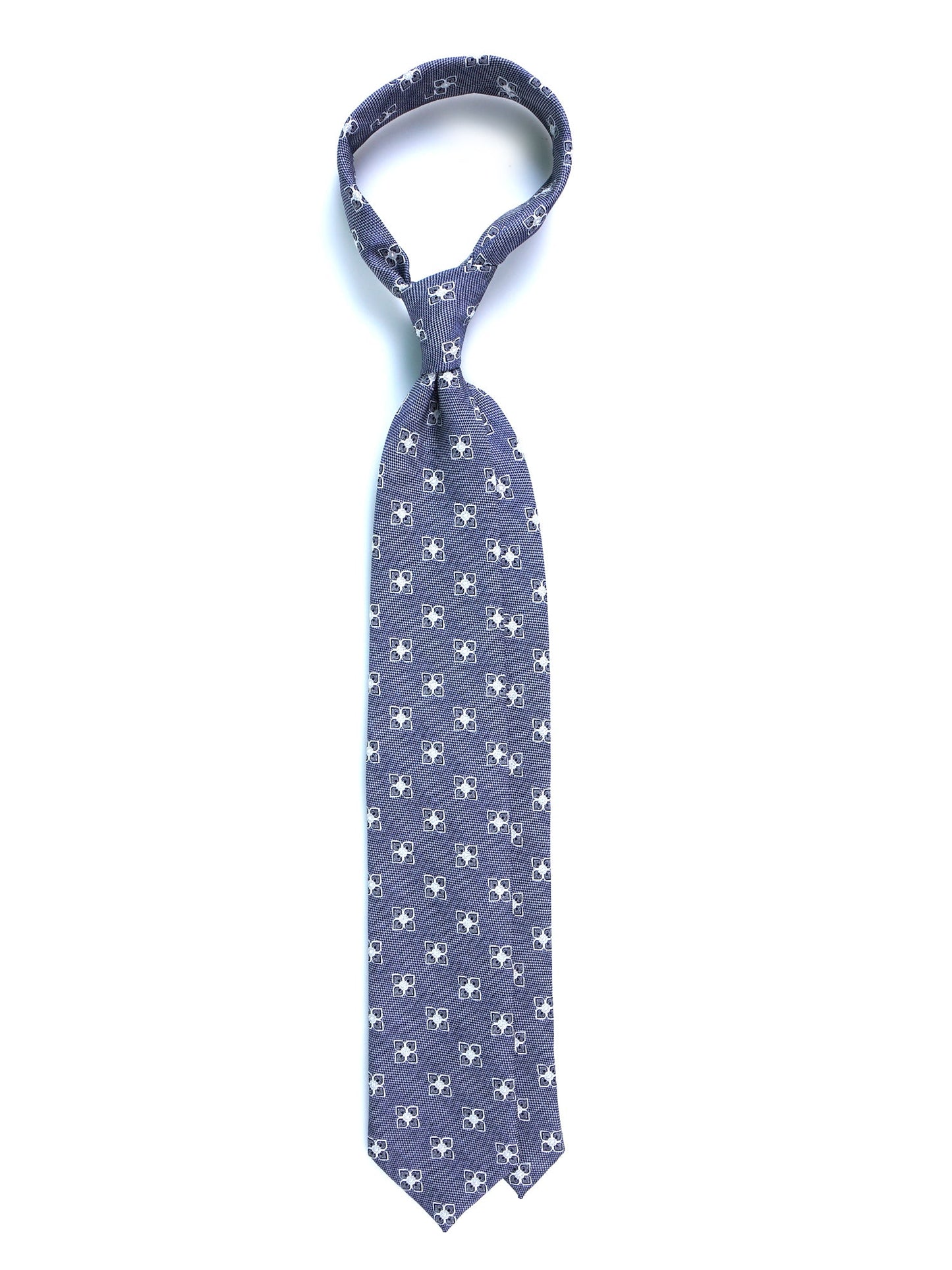 Blue 3 Fold DOLLY Tie in Silk and Cotton