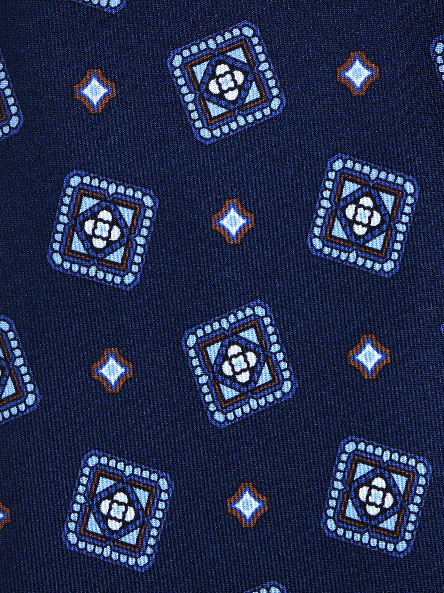 Dark Blue 3 Fold Printed Silk Tie DANIELA