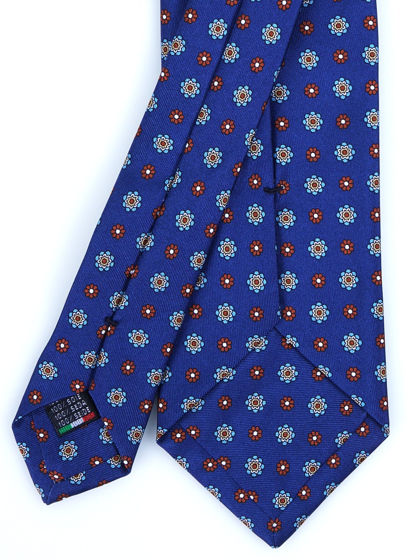 3 fold blue Printed silk tie SAMANTHA