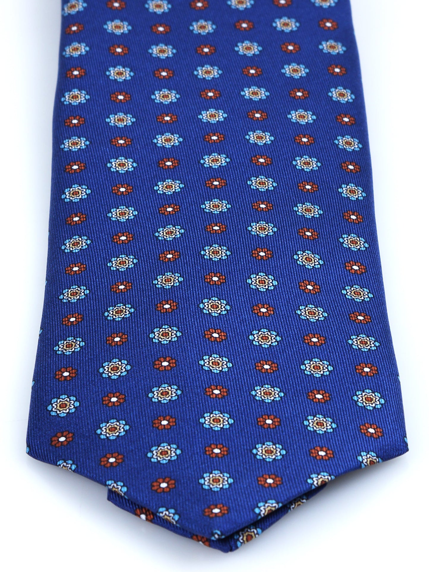 3 fold blue Printed silk tie SAMANTHA