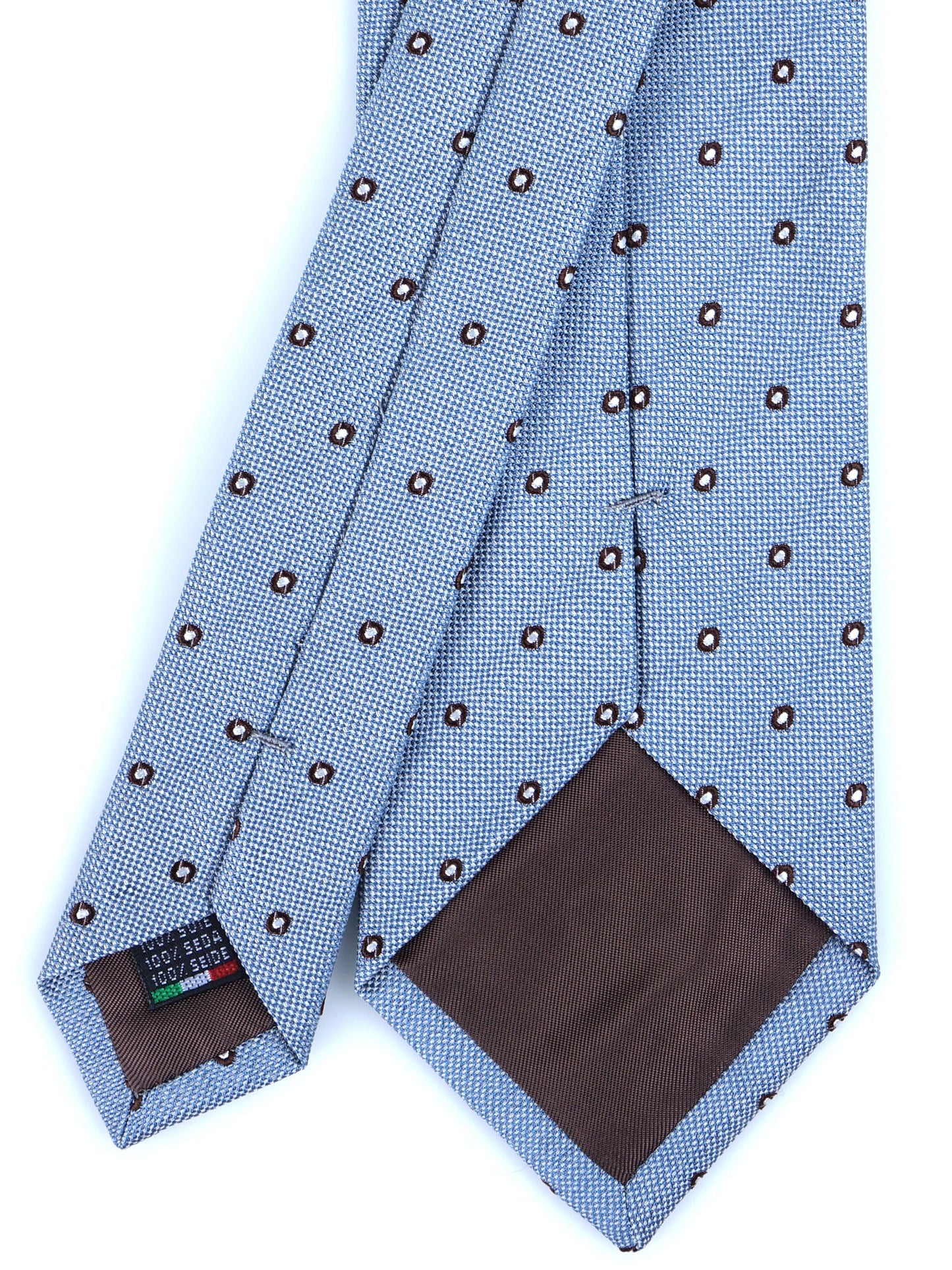 3 Fold Blue Silk Jacquard Tie BRIGITTE
