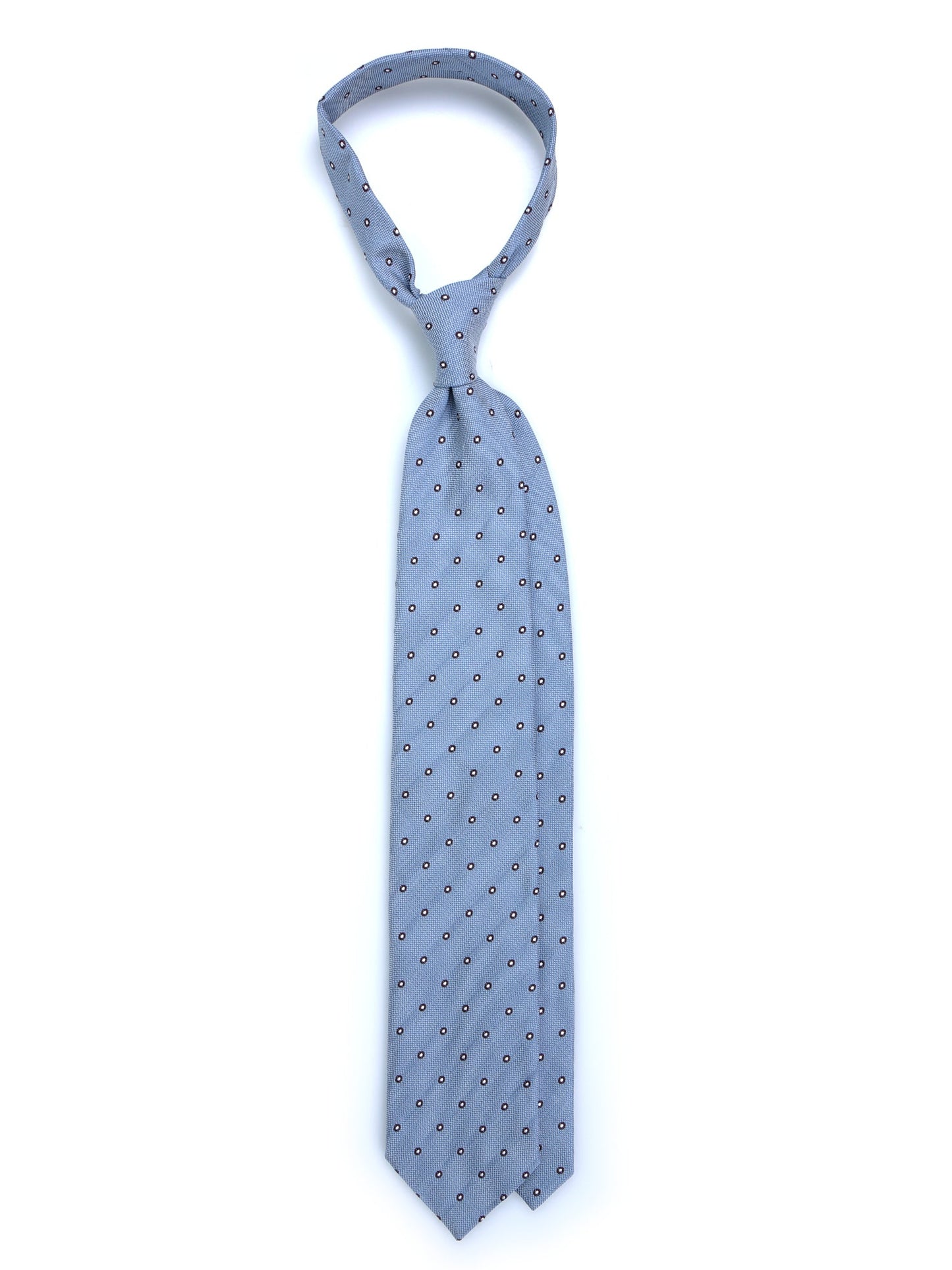 3 Fold Blue Silk Jacquard Tie BRIGITTE