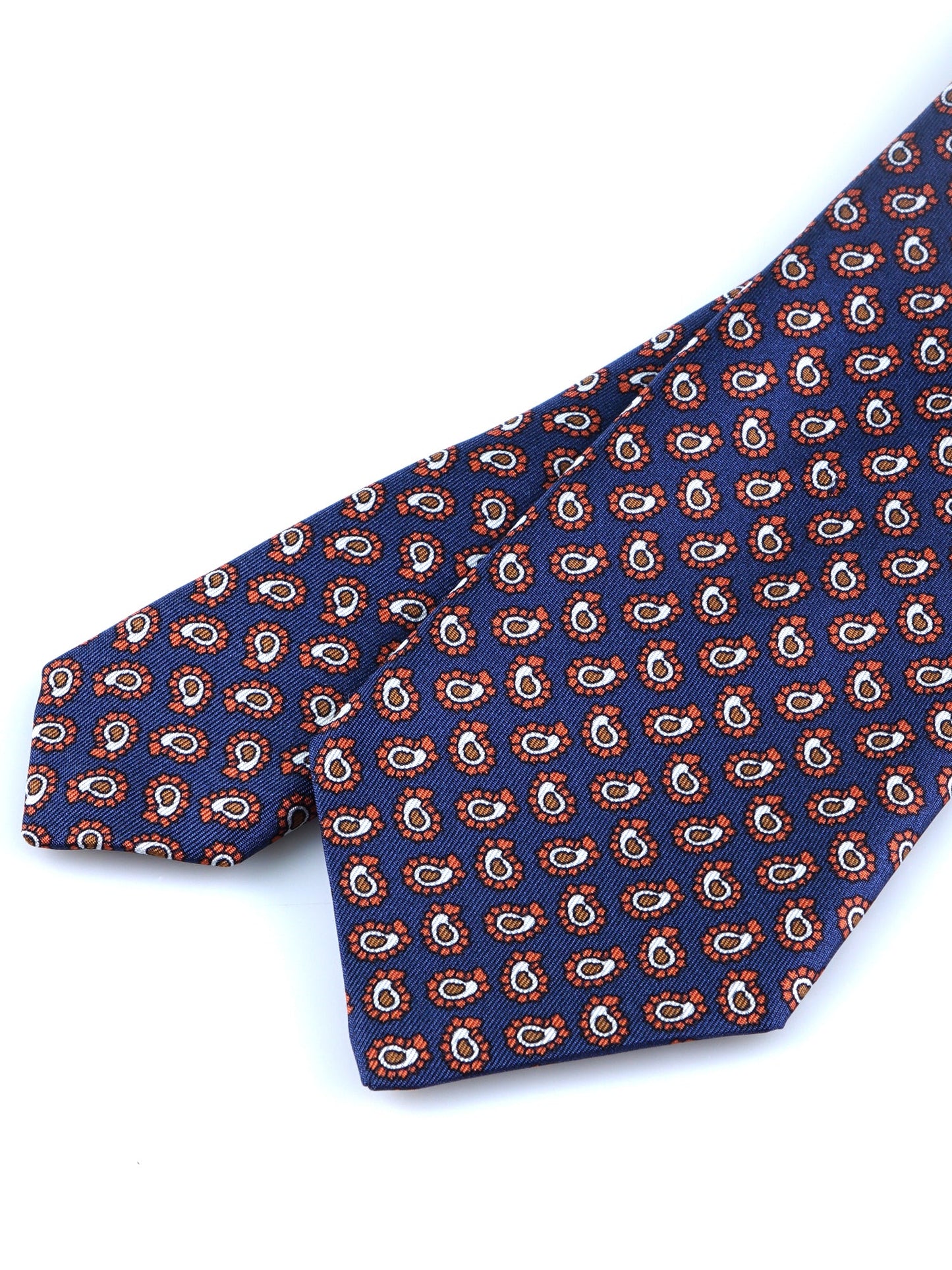 Blue Tie 3 Folds BARDOT in Printed Silk