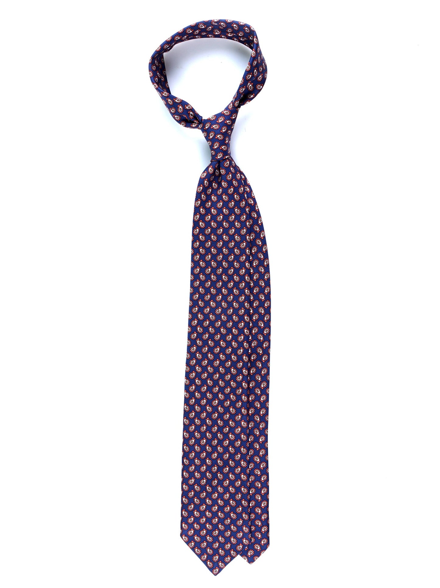 Blue Tie 3 Folds BARDOT in Printed Silk