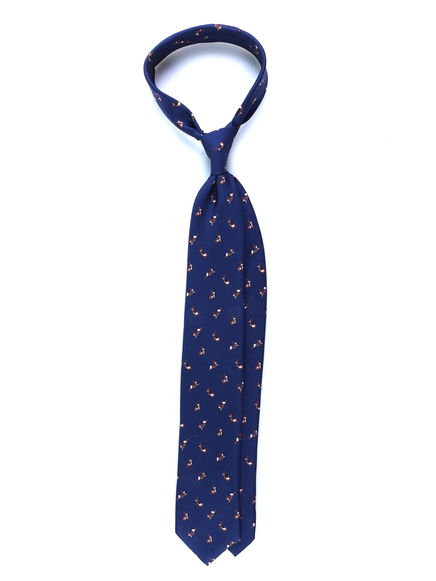 Blue Tie 3 Folds LEPRE in Printed Silk