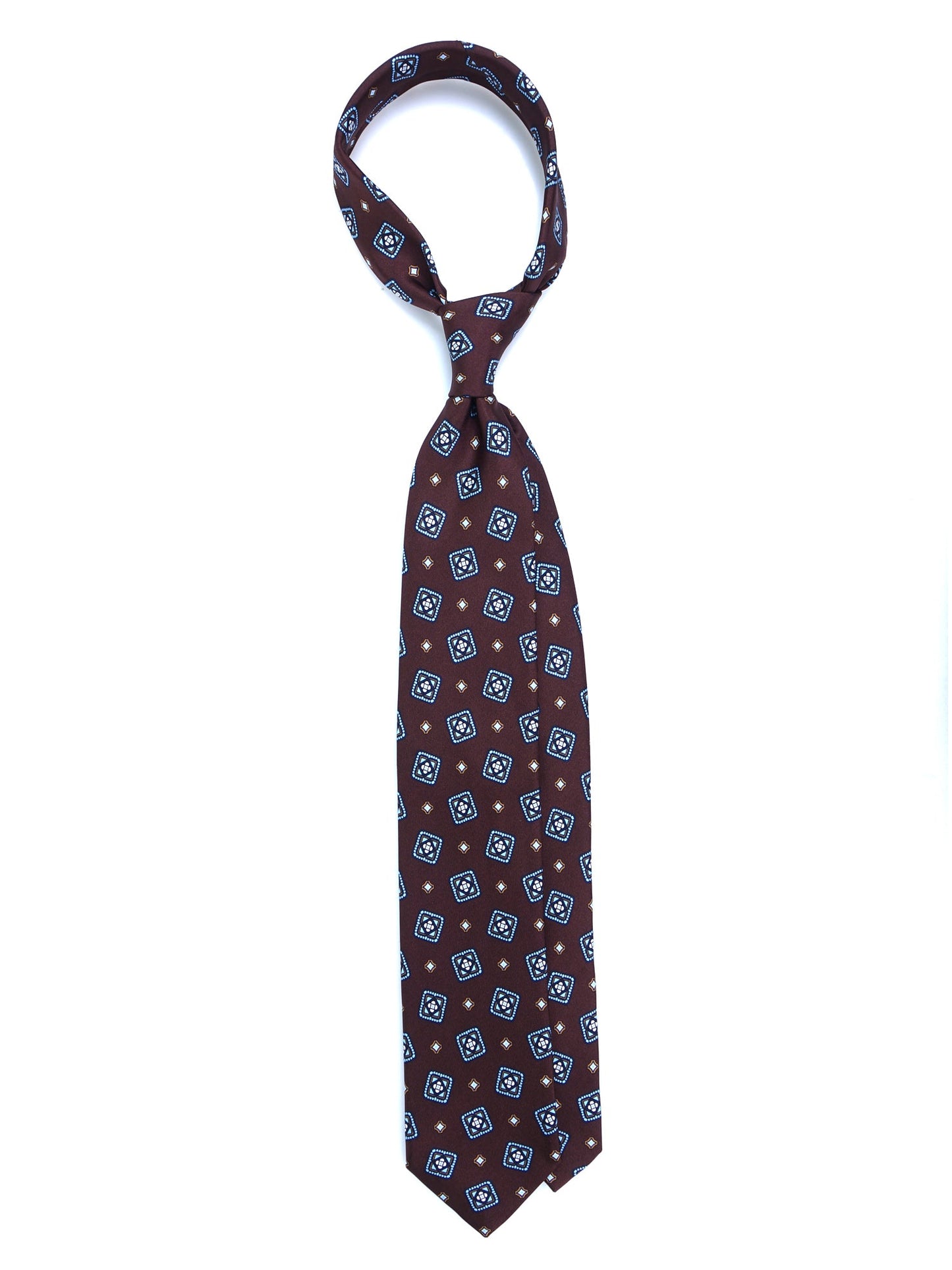 Brown 3 Fold Printed Silk Tie DANIELA