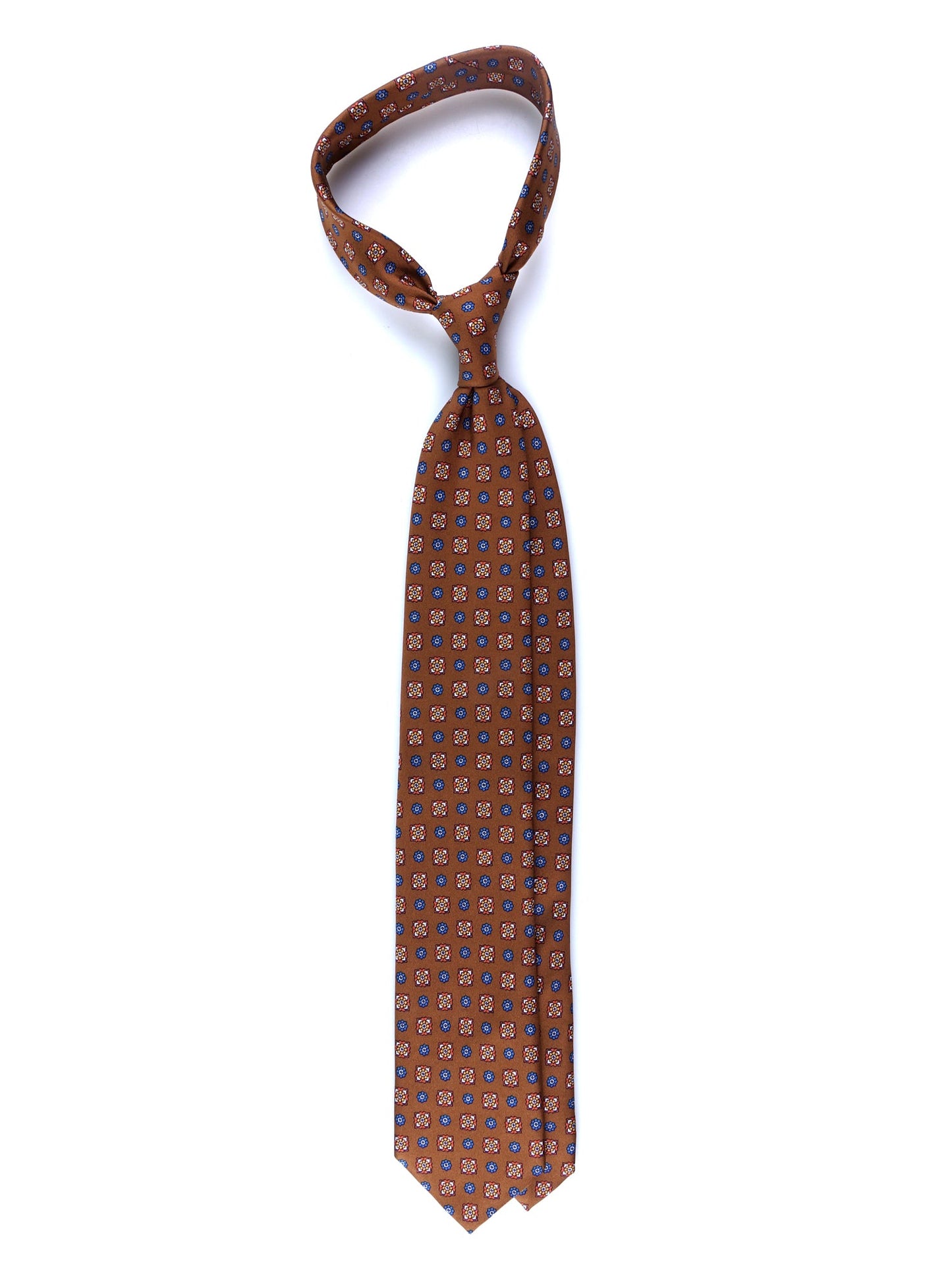 Brown Tie 3 Folds GAIA in Printed Silk