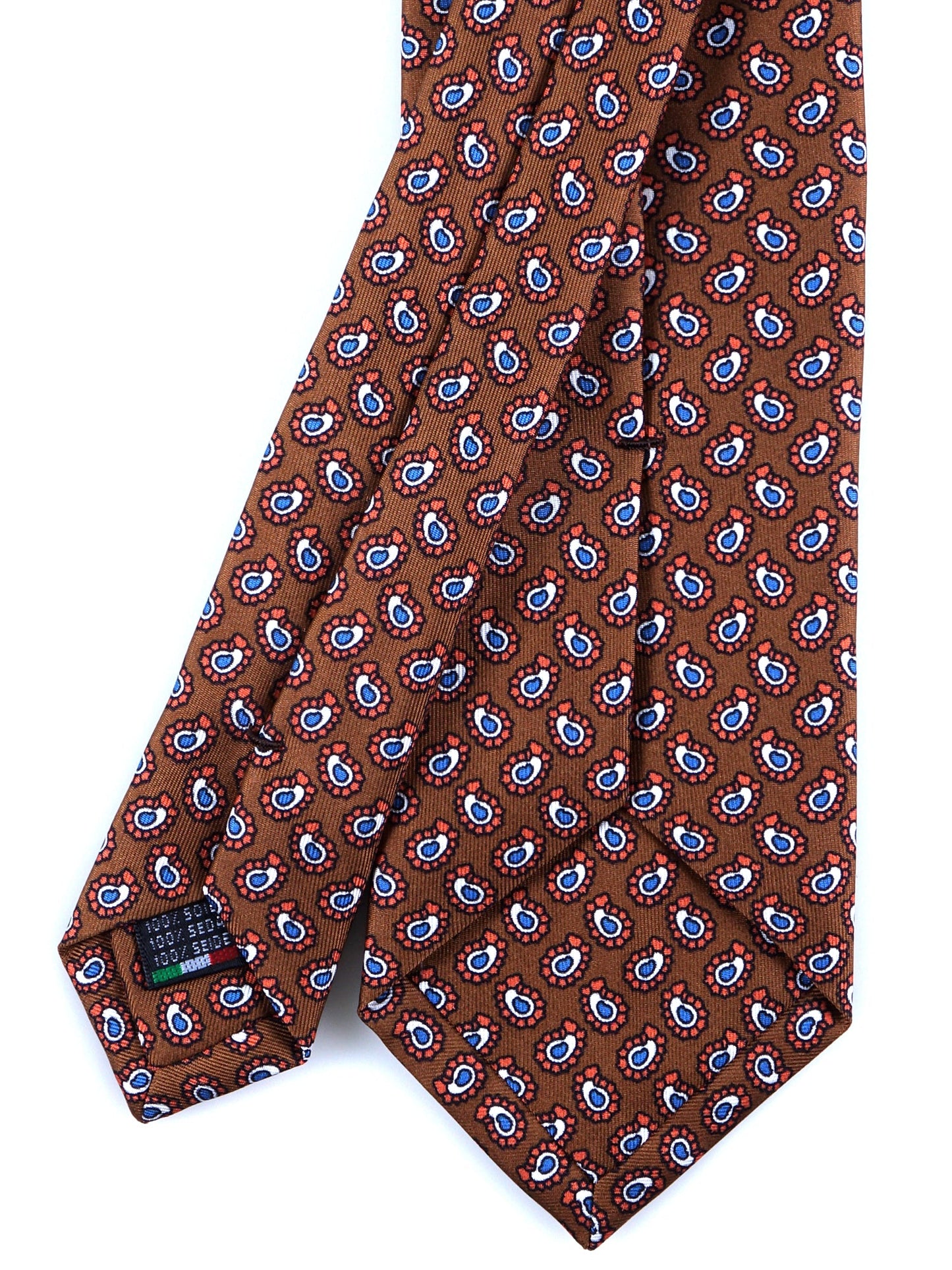 Brown 3 Folds BARDOT Printed Silk Tie