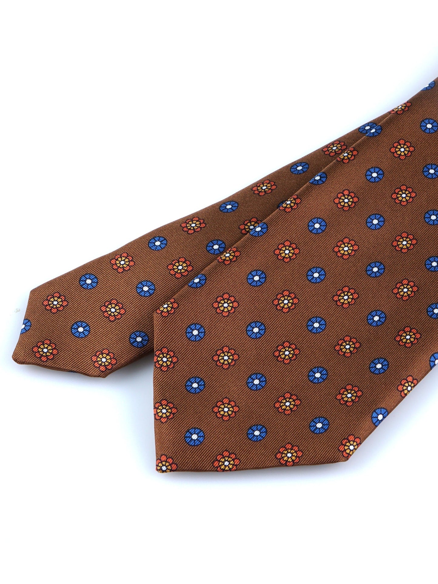 Brown 3 Folds VALERY Printed Silk Tie