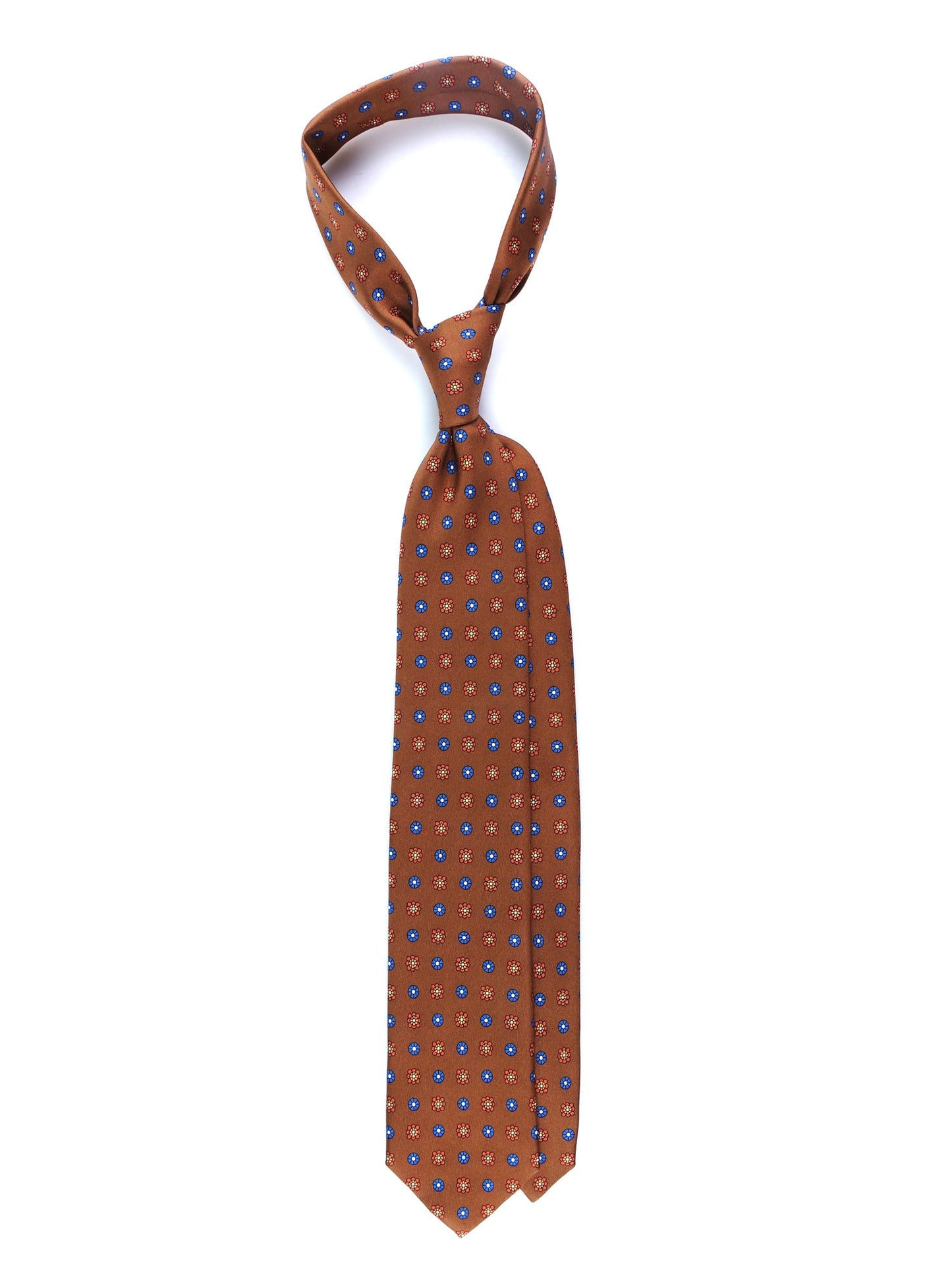 Brown 3 Folds VALERY Printed Silk Tie