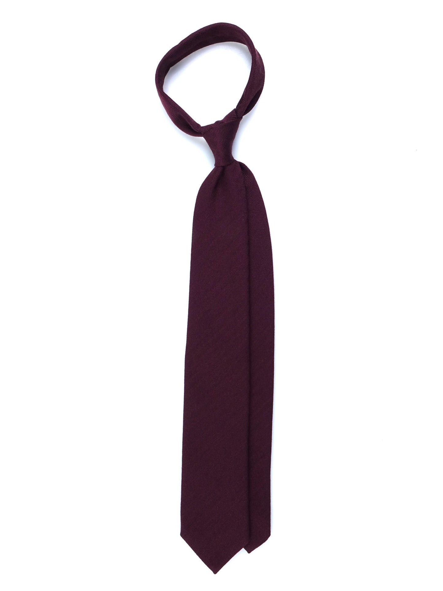 Burgundy 3 Fold KIKKY Tie in wool/silk