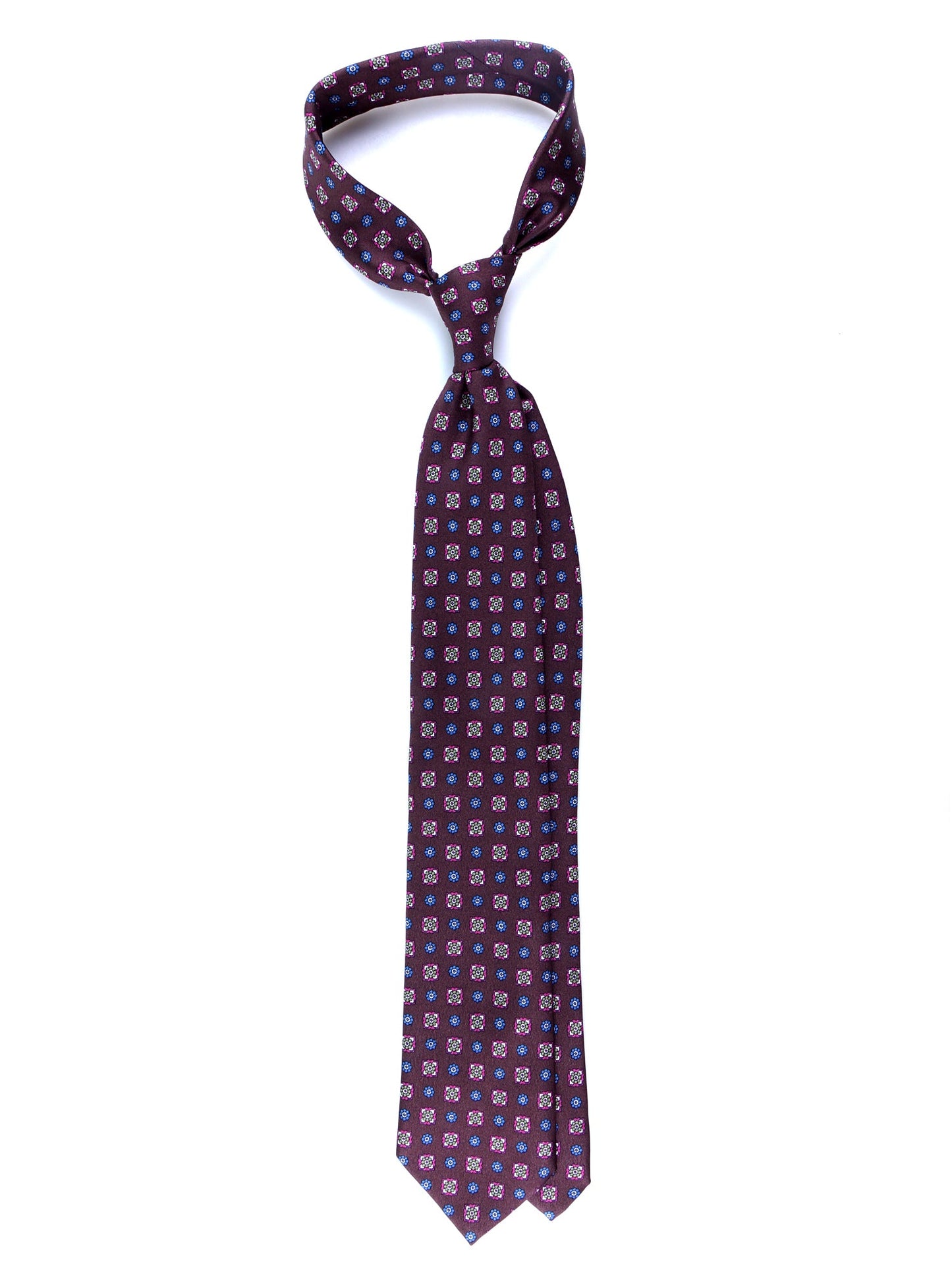 Dark Brown 3 Fold GAIA Printed Silk Tie