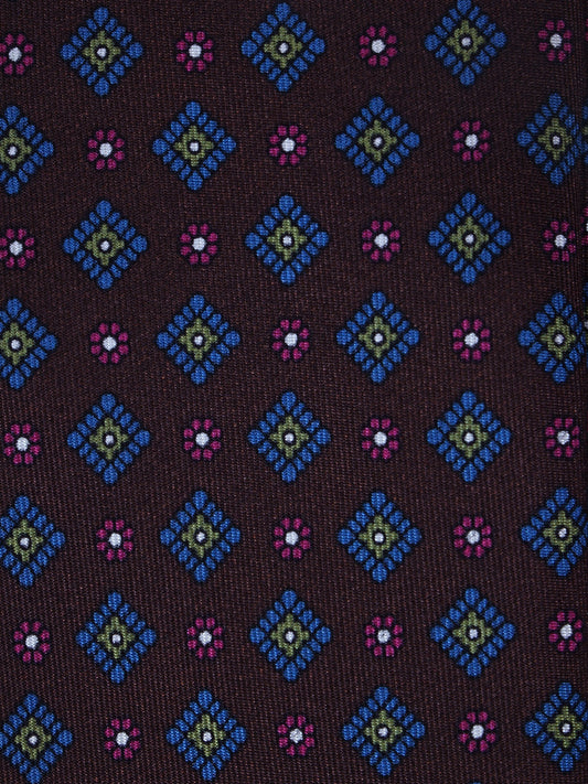 Dark Brown 3 Folds MARGY Silk Tie