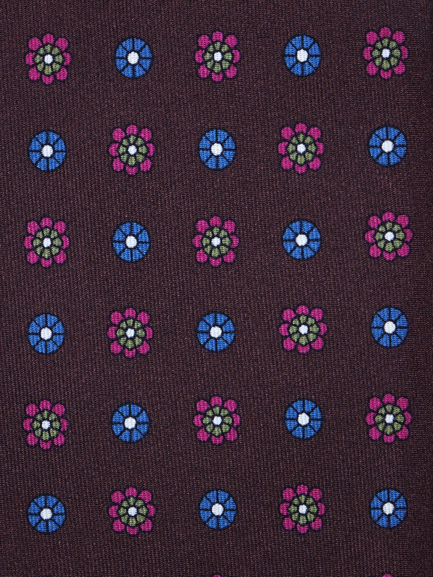 Dark Brown 3 Folds VALERY Printed Silk Tie