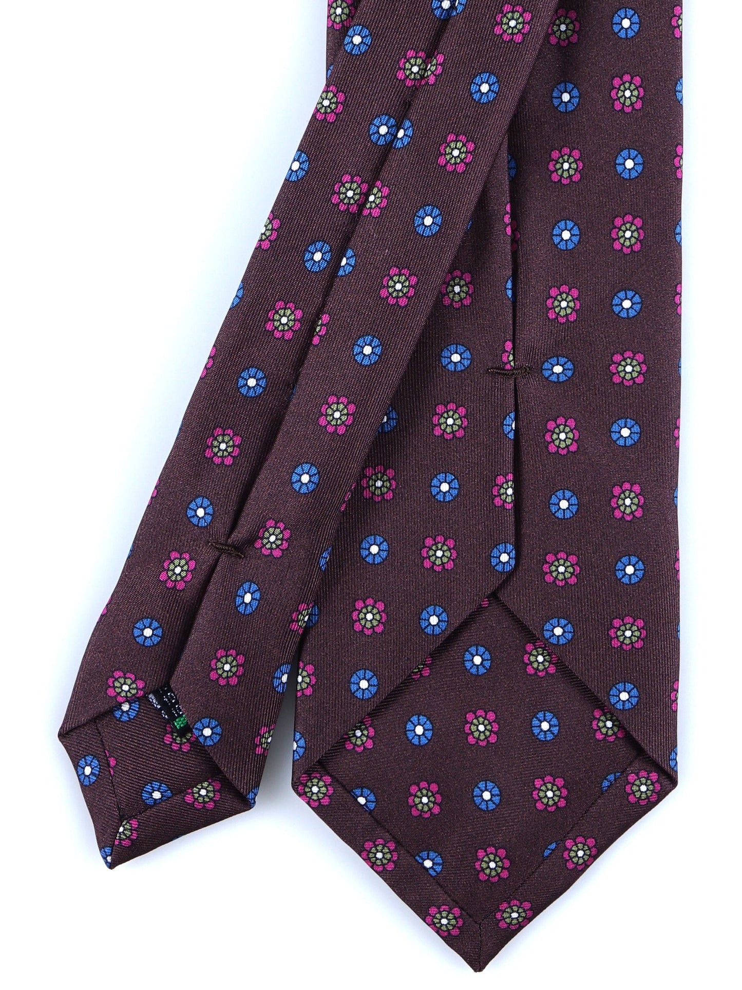 Dark Brown 3 Folds VALERY Printed Silk Tie