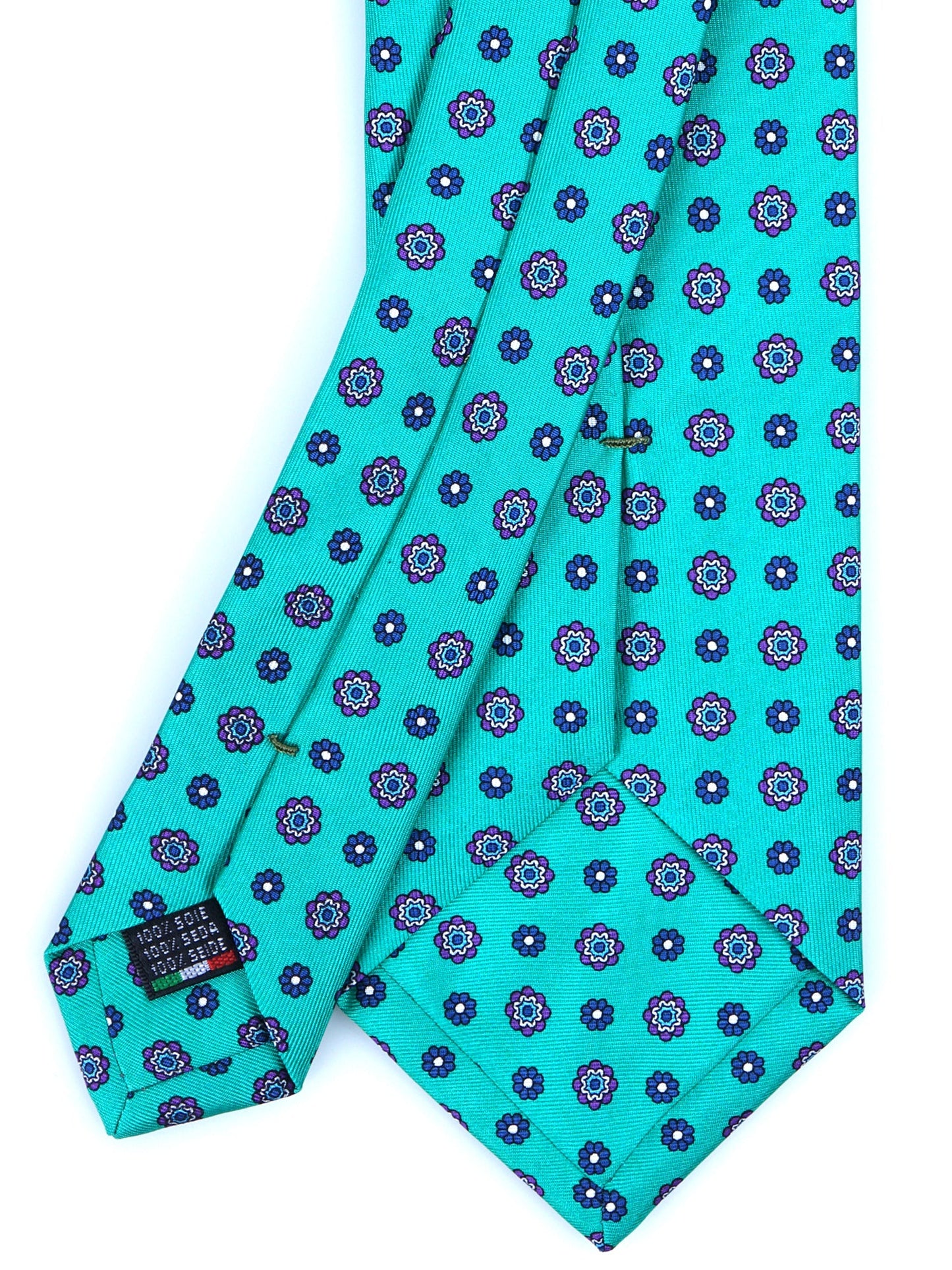3 Fold Green Printed Silk Tie SAMANTHA