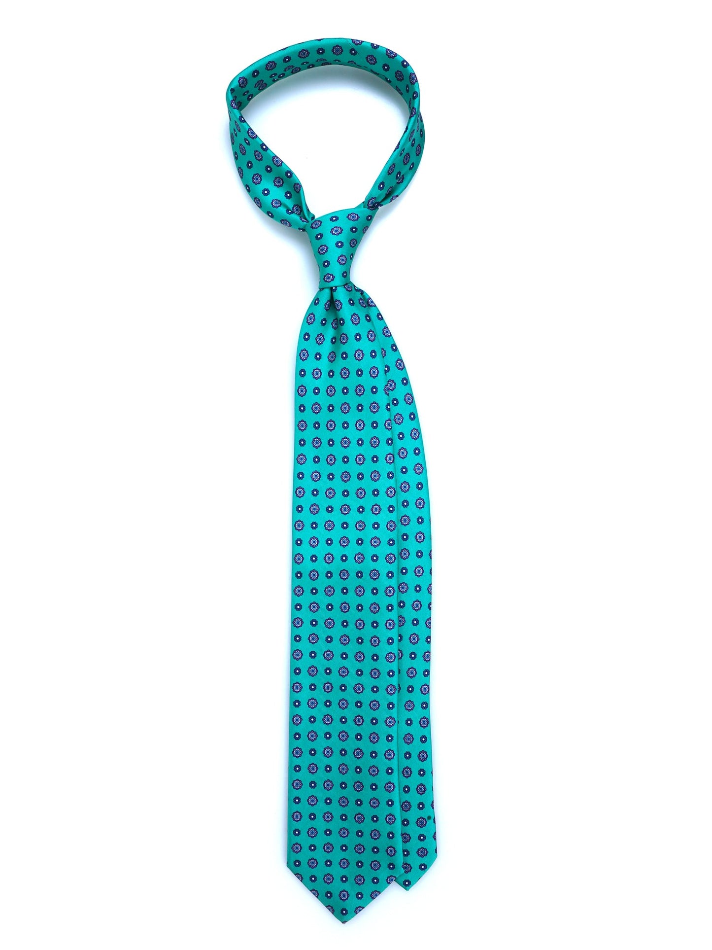 3 Fold Green Printed Silk Tie SAMANTHA